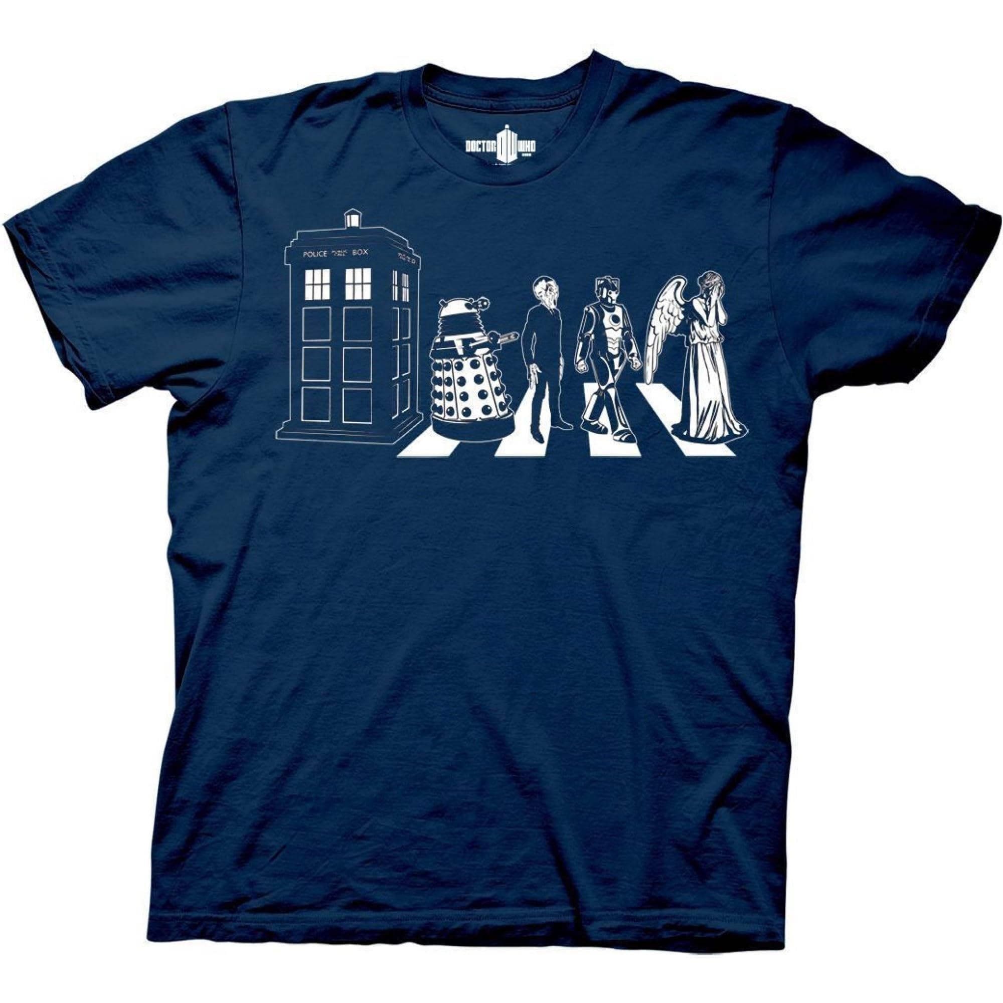 Ripple Junction Doctor WHO Men’s Short Sleeve T-Shirt Tardis Dalek Weeping Angel Cyberman Crossing Street Officially Licensed