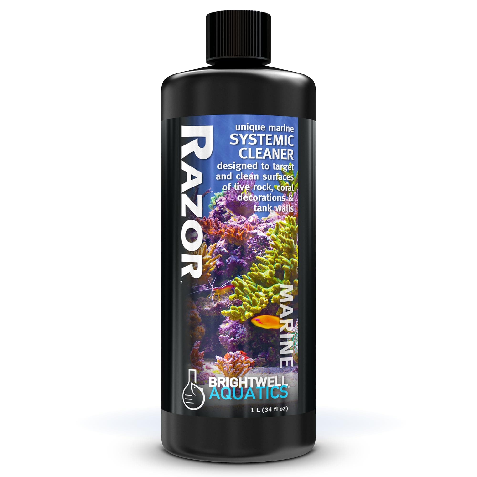 Brightwell Aquatics - Razor Marine - Unique Systemic Fish Tank Cleaner for Marine Aquariums - Aquarium Water Treatments, 33.8 fl oz