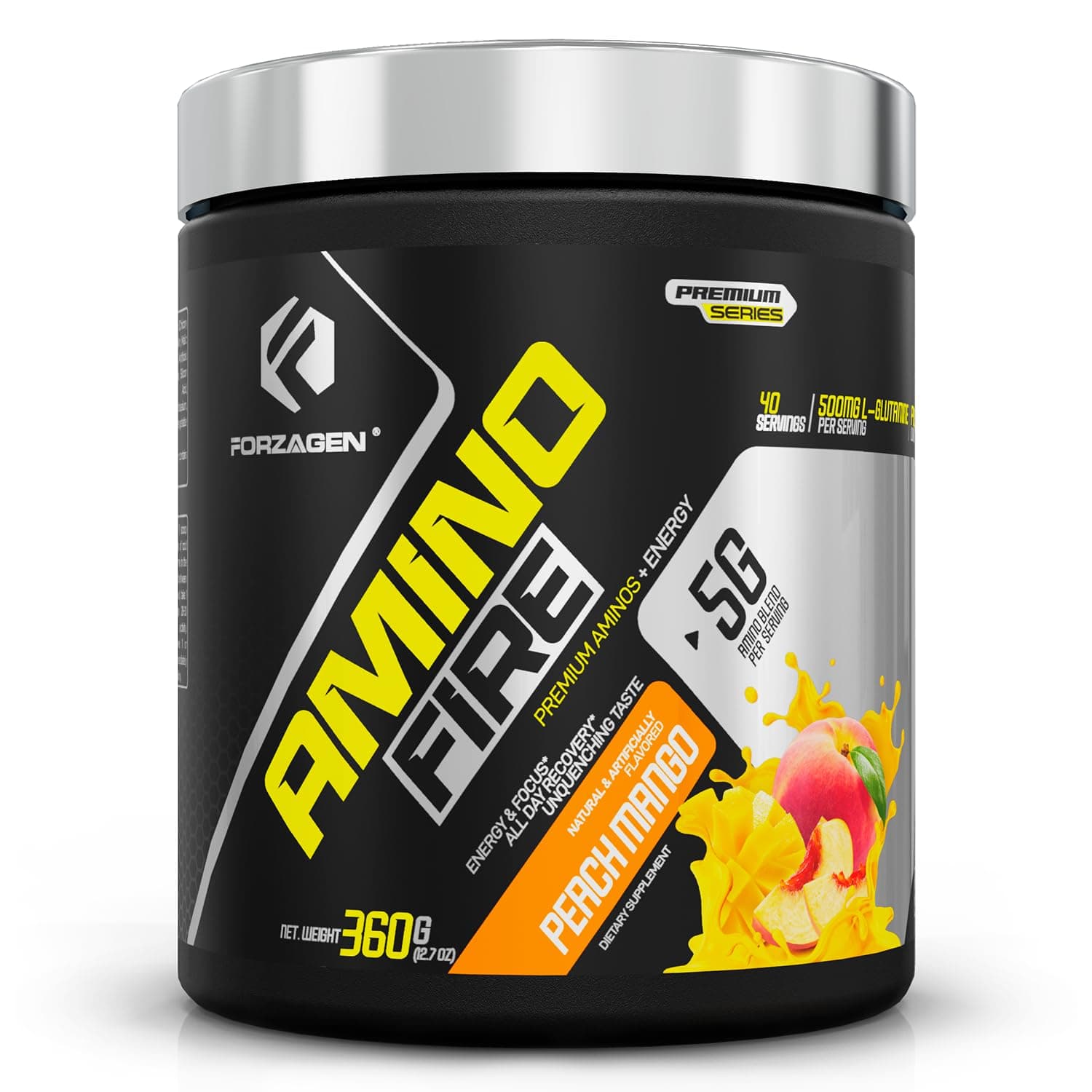Forzagen Amino Energy + BCAA Amino Acids - Energy | Focus | Endurance | Reaction | 40 Servings of Amazing Flavors | Amino Fire (Peach Mango)