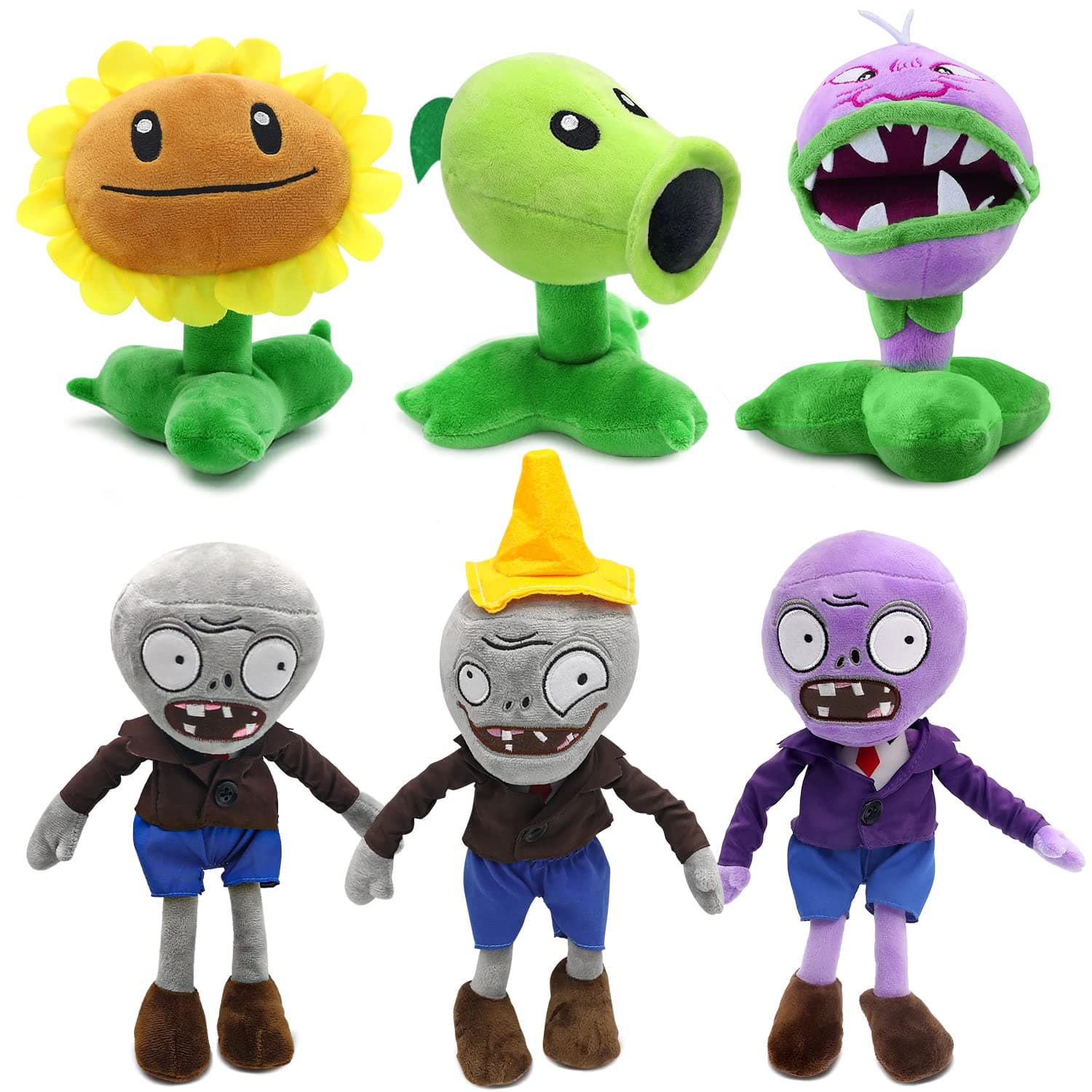 Maikerry 6pcs PVZ Plush Toys Sets Stuffed Soft Figure Doll Great Birthday Gifts for Boys and Girls