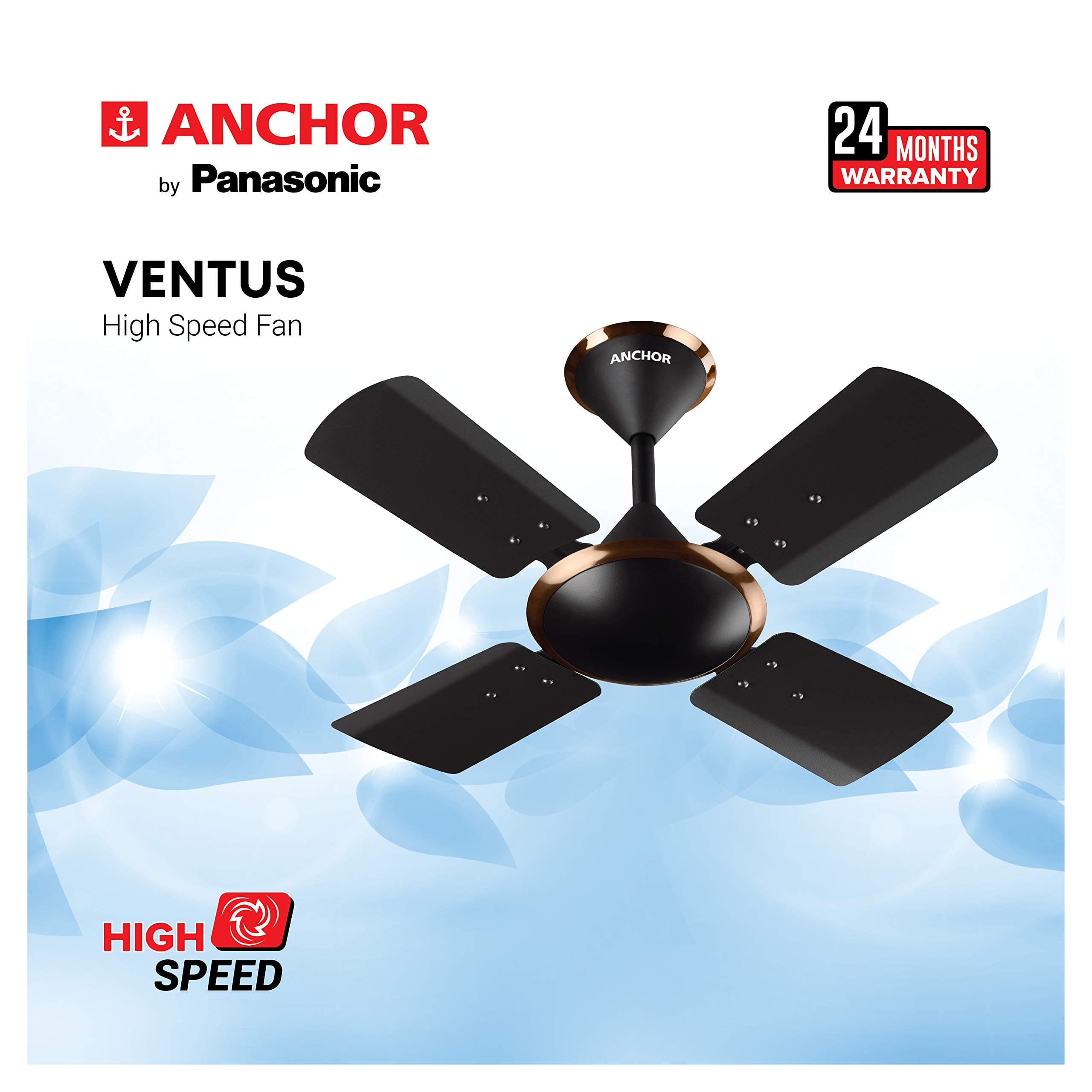 Anchor By Panasonic 14074HGB Ceiling Fan Ventus Without Regulator - 600mm - Honey Gold Briken (Speed- 810 RPM)
