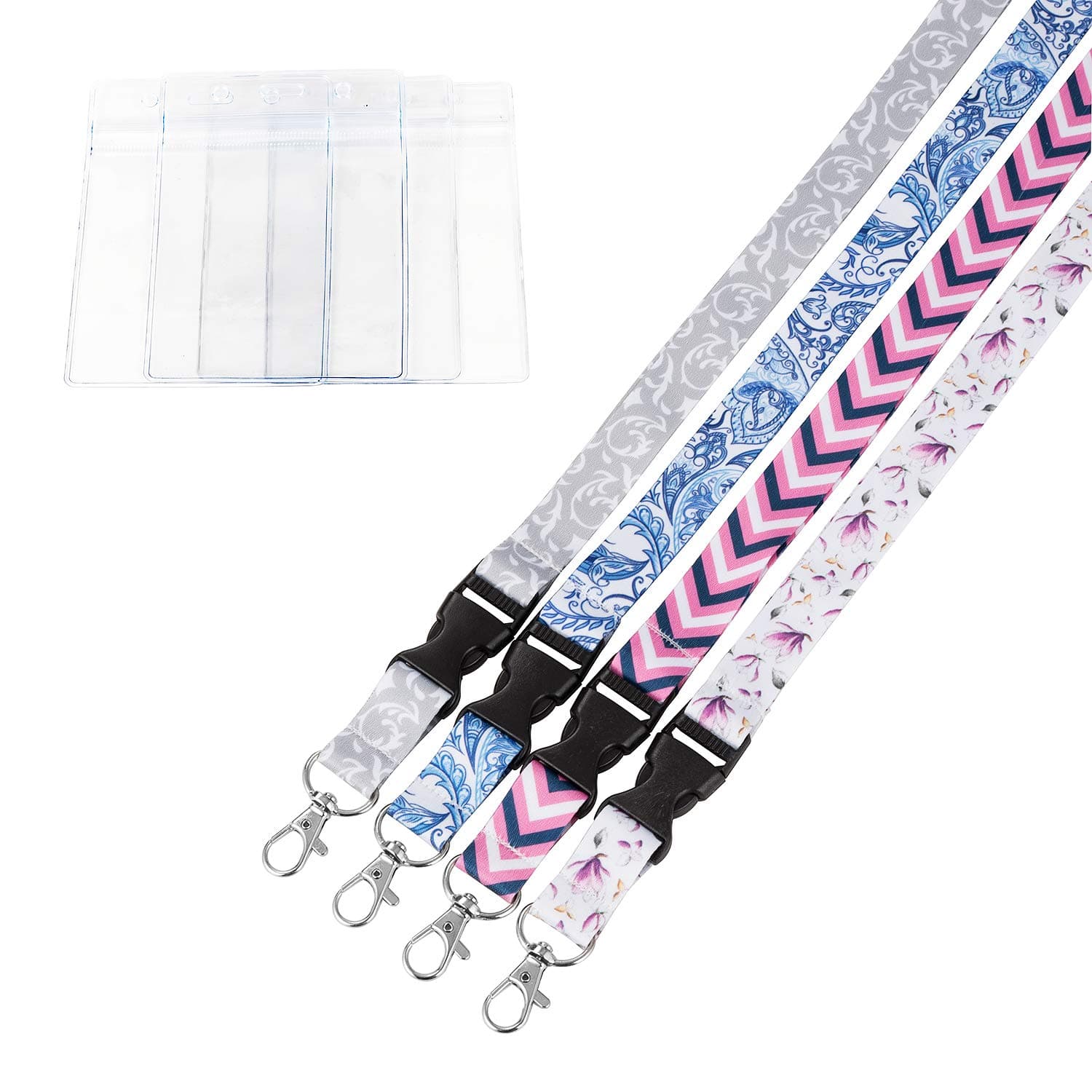 ECOHIP 4 Pack Lanyards for Women Cute Lanyard with ID Holder Fashion Name Badge Clips