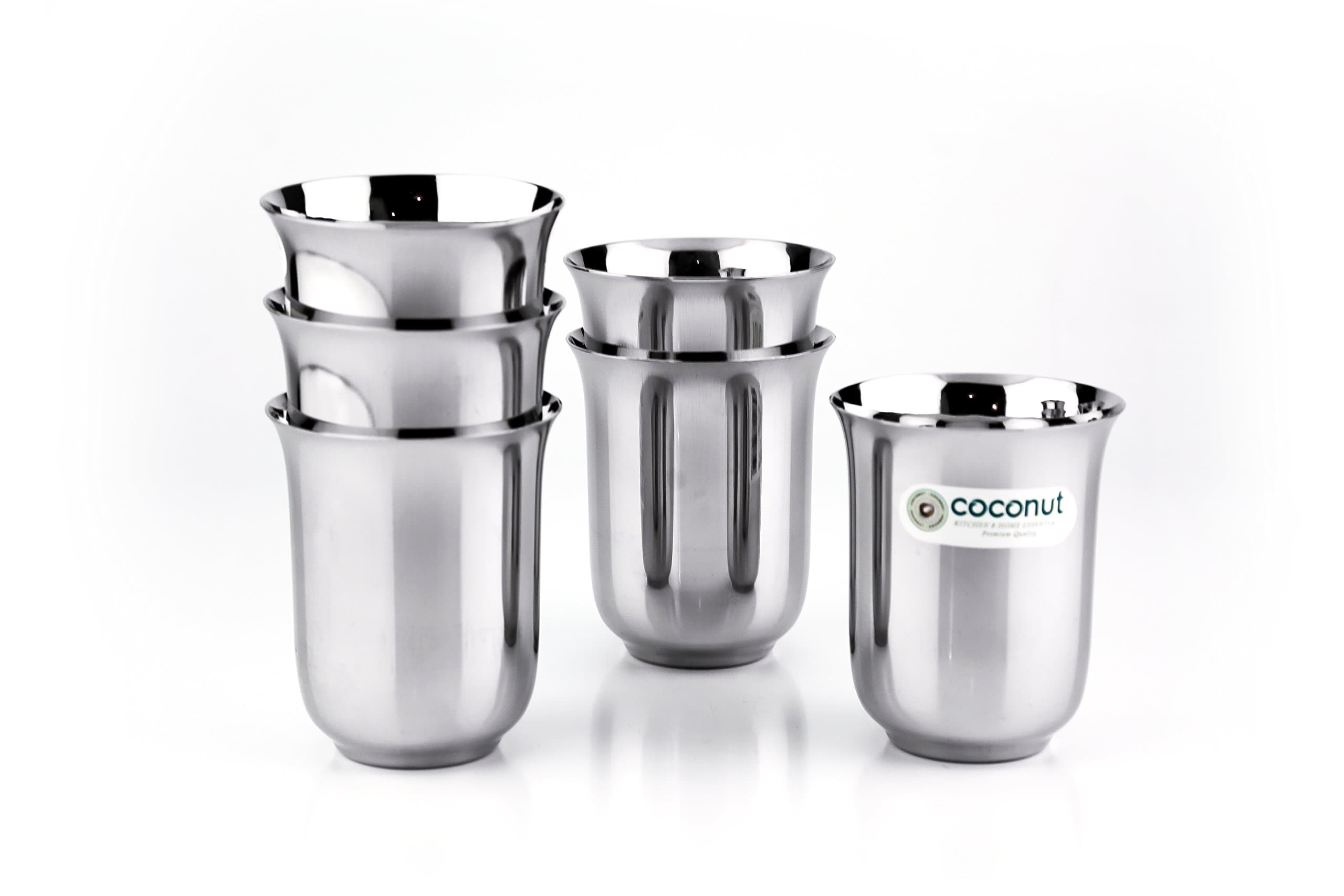 Stainless Steel Glasses -Set of 6 (250 ML Each)- Capacity -300ML Each Glass