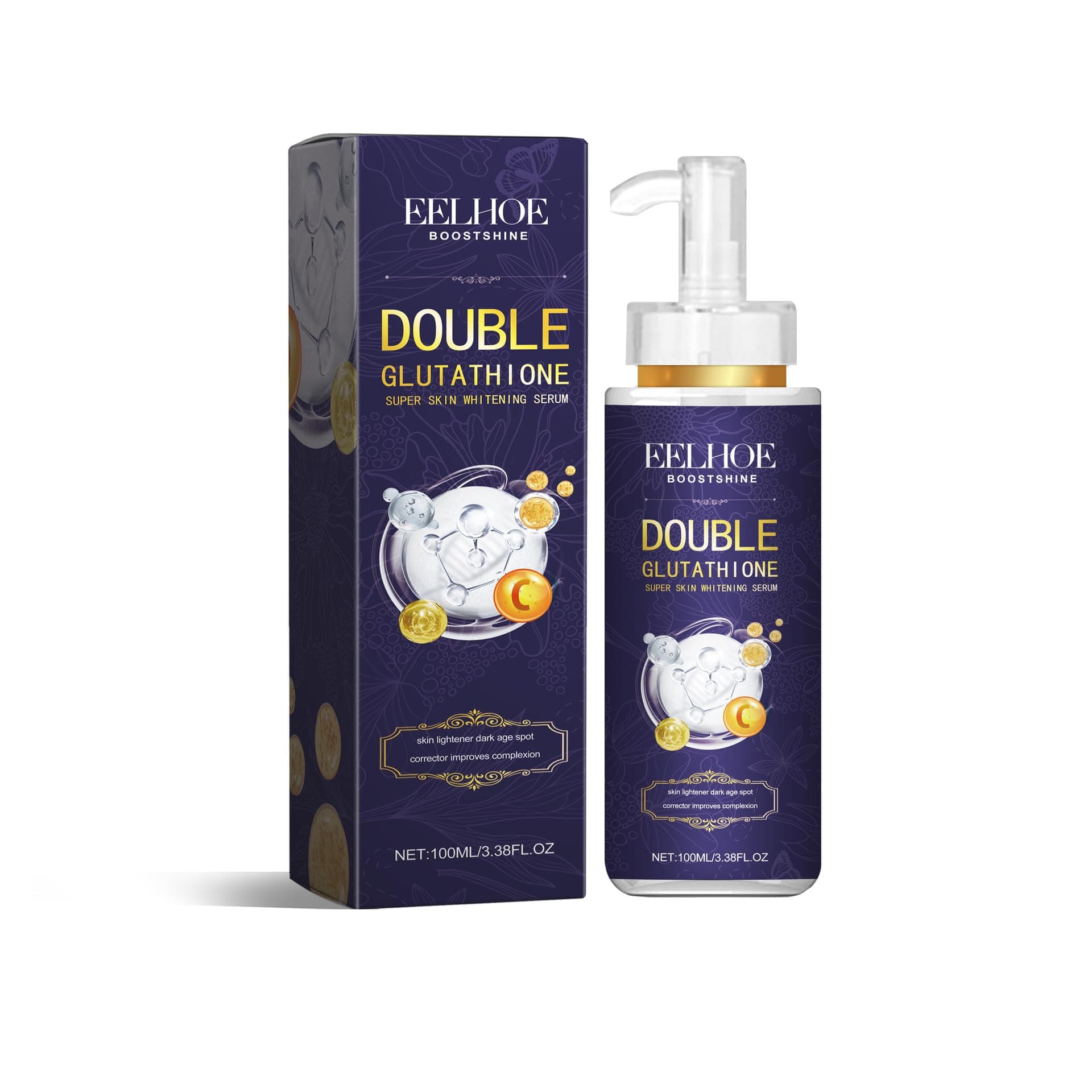 Glutathione Skin Brightening Serum (100ml), Face Serum with Kojic Acid, & Collagen for Skin Lightening and Dark Spot Reduction – Hydrating Skincare for Women to Improve Skin Tone and Glow