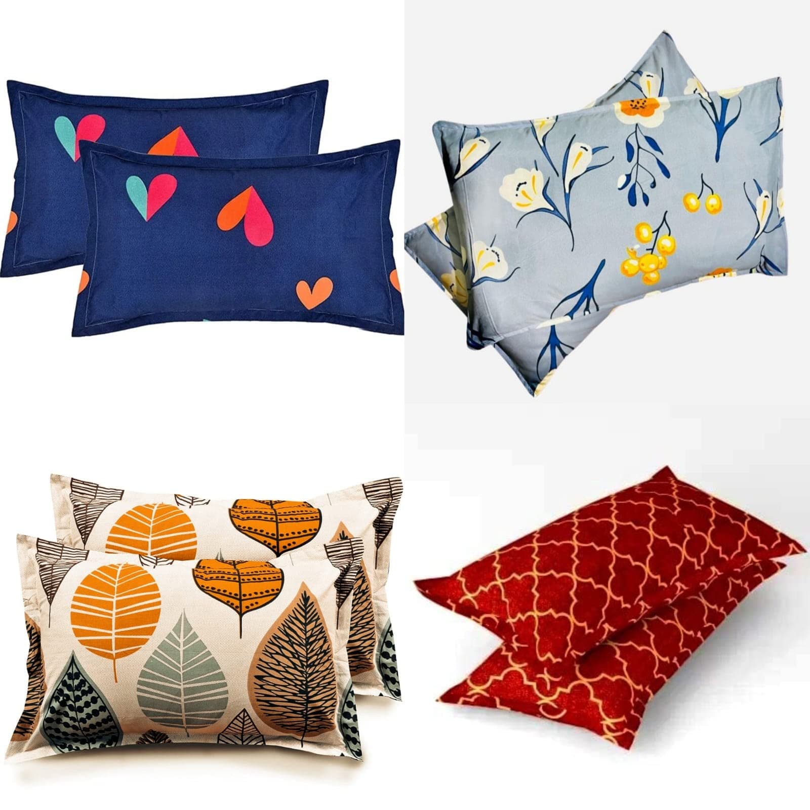 Soniasaa Prime Collection 215 TC Soft Cotton-Blend Pillow Covers 8 Pieces 17 x27 Inches(Standard Size) for Home and Hotel use Model A-0456