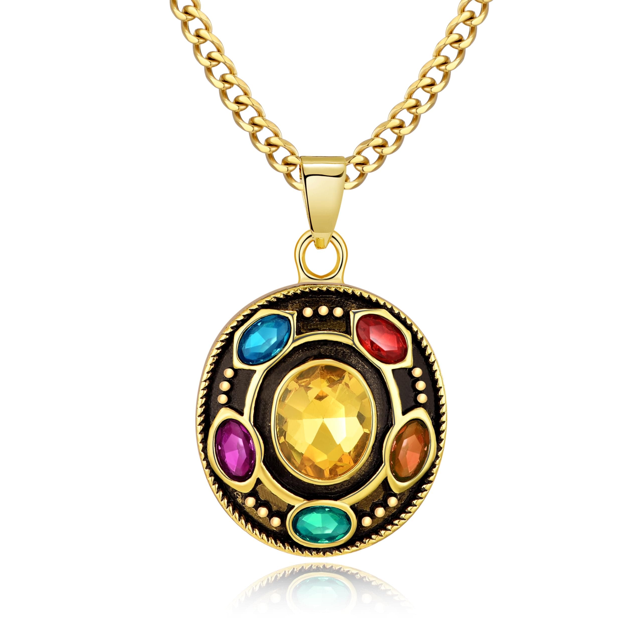 Infinity Gauntlet Necklace Thanos Infinity Stone Pendant Jewelry Gifts for Teen Son Daughter Men Women