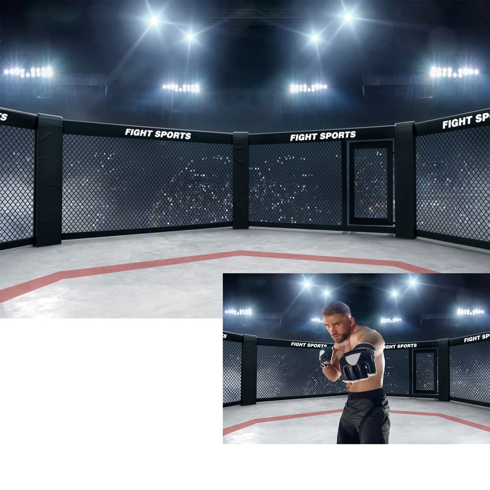 BELECO7x5FT Fabric Boxing Backdrop Stadium Light 3D Arena Photo Backdrop Fight Sports Competition Ring Photography Background UFC Decor Baby Shower Birthday Party Boys Men Photo Props