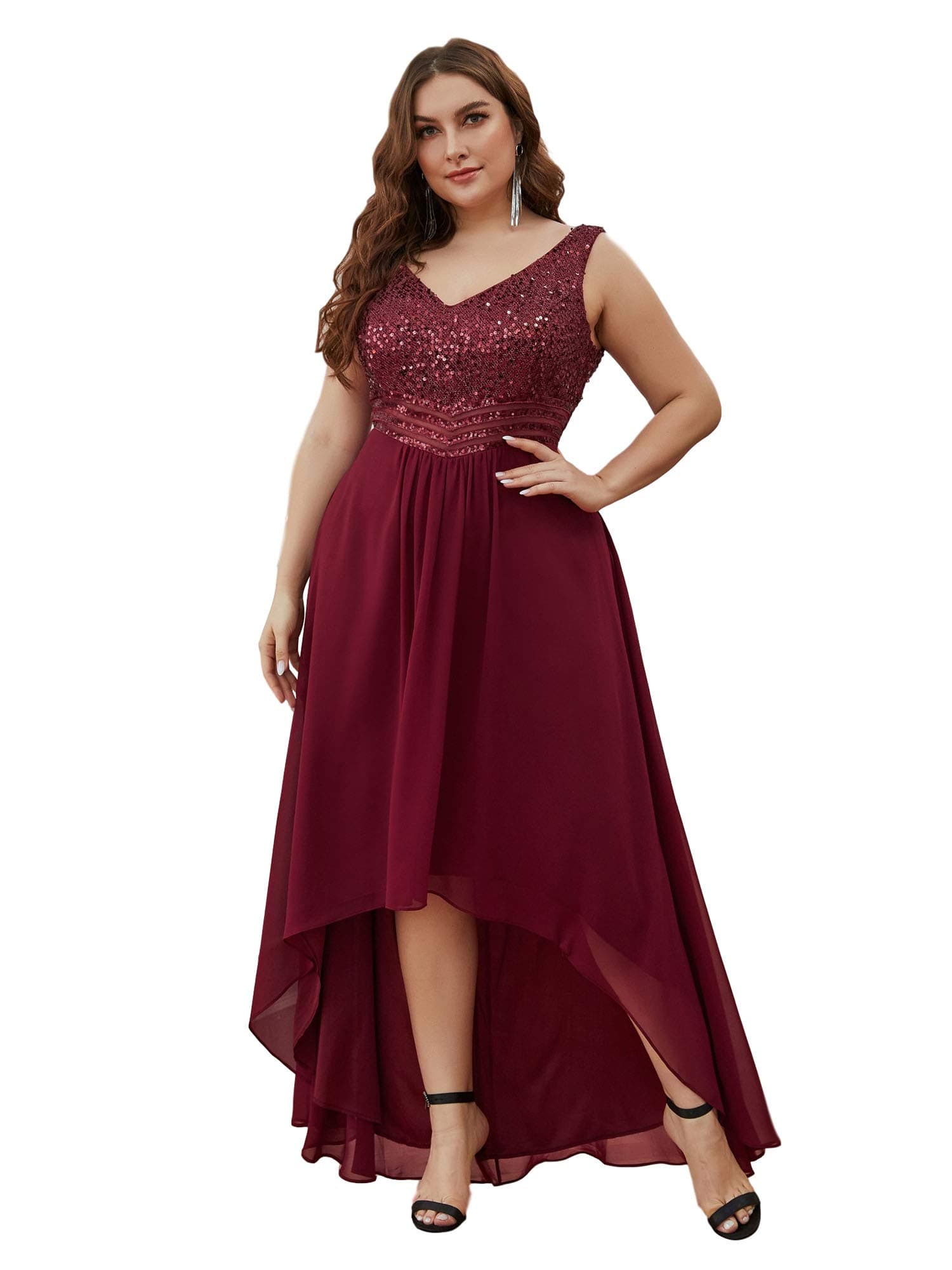 Womens V Neck Seuiqn Empire Waist Maxi Formal Evening Party Dress 0410-PZ