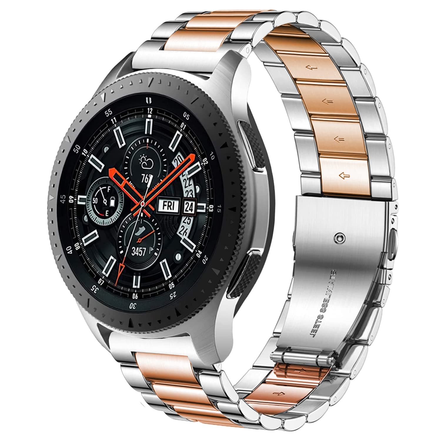 Bands Compatible with Samsung Galaxy Watch 46mm / Galaxy 3 45mm, 22mm Stainless Steel Metal Replacement Strap for Huawei Wacth GT5 / GT5 Pro / 4/4 Pro / GT4 / 3/3 Pro / GT3 46mm