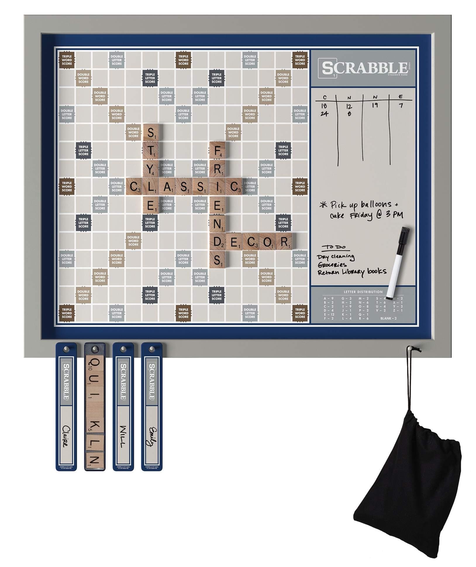 WS Game Company s Magnetic Scrabble, Mounts Family Crossword Board with Message Board