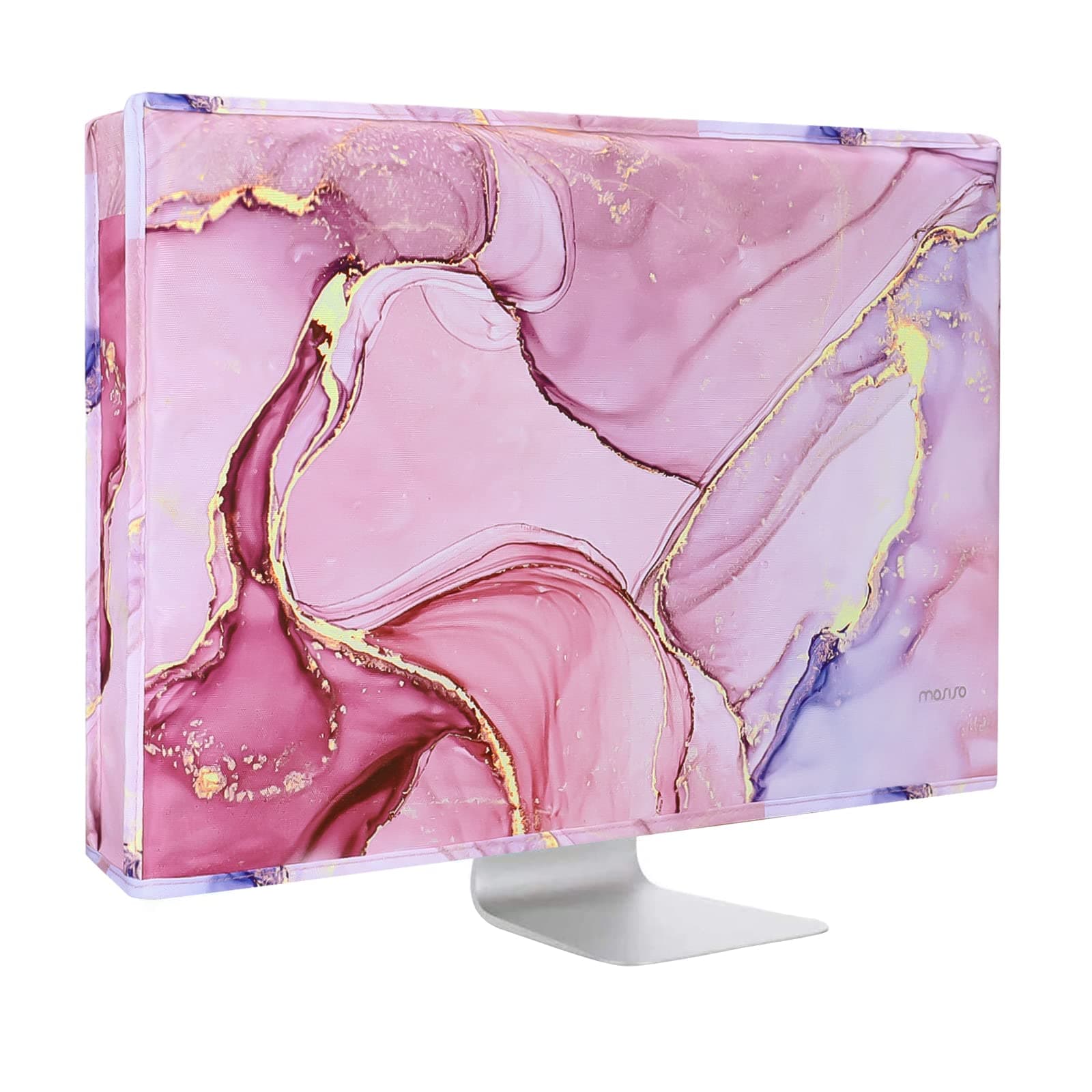 MOSISO Monitor Dust Cover 22, 23, 24, 25 inch Anti-Static Dustproof LCD/LED/HD Panel Case Computer Monitor Cover Sleeve Compatible with iMac 24 inch, 22-25 inch PC, Desktop and TV Marble MO-MBH216