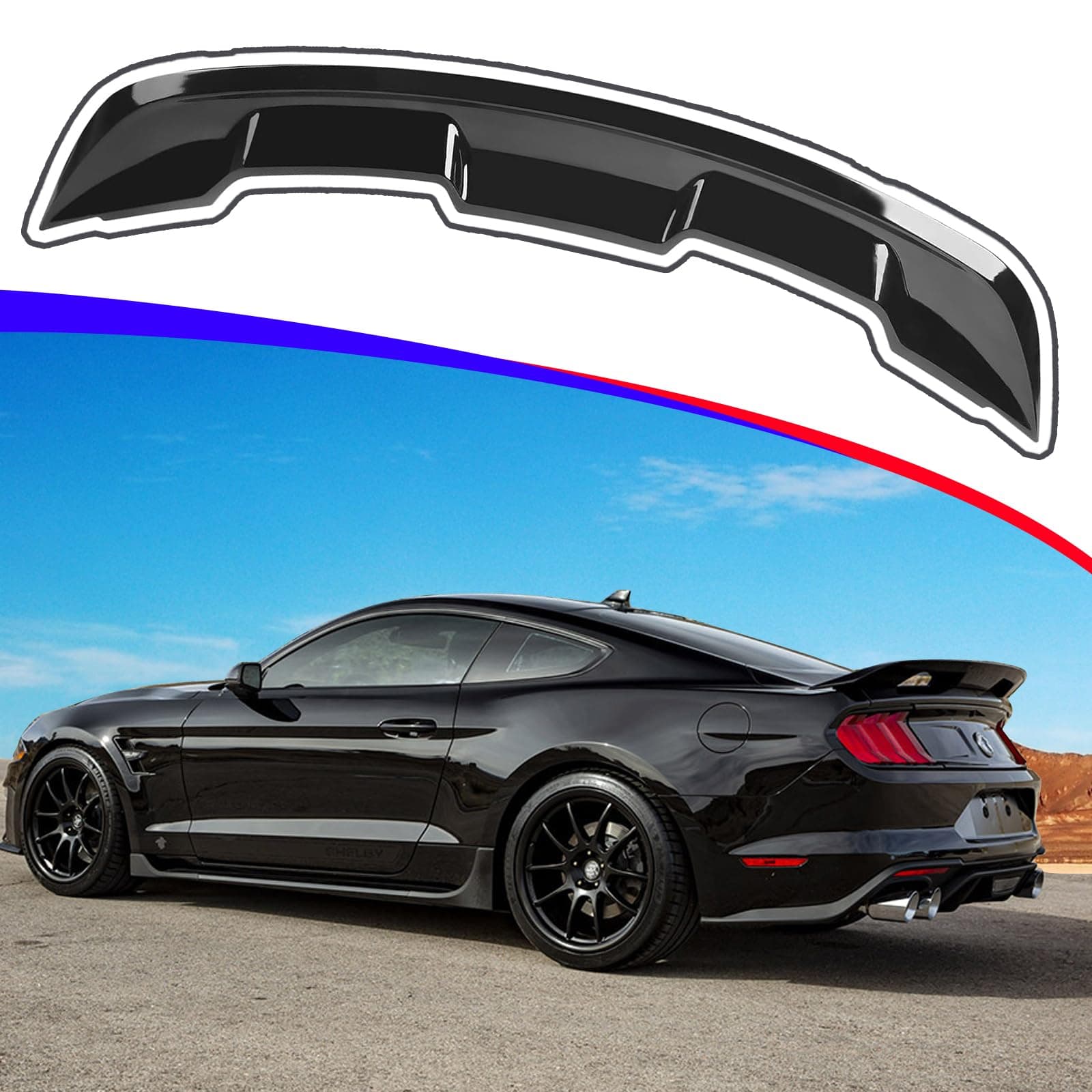 AAriguthel Rear Spoiler Wing Compatible with 2015-2023 Mustang V6/V8/Shelby/GT/EcoBoost 2-Door Coupe Models GT500 GT350 Style ABS Rear Trunk Spoiler