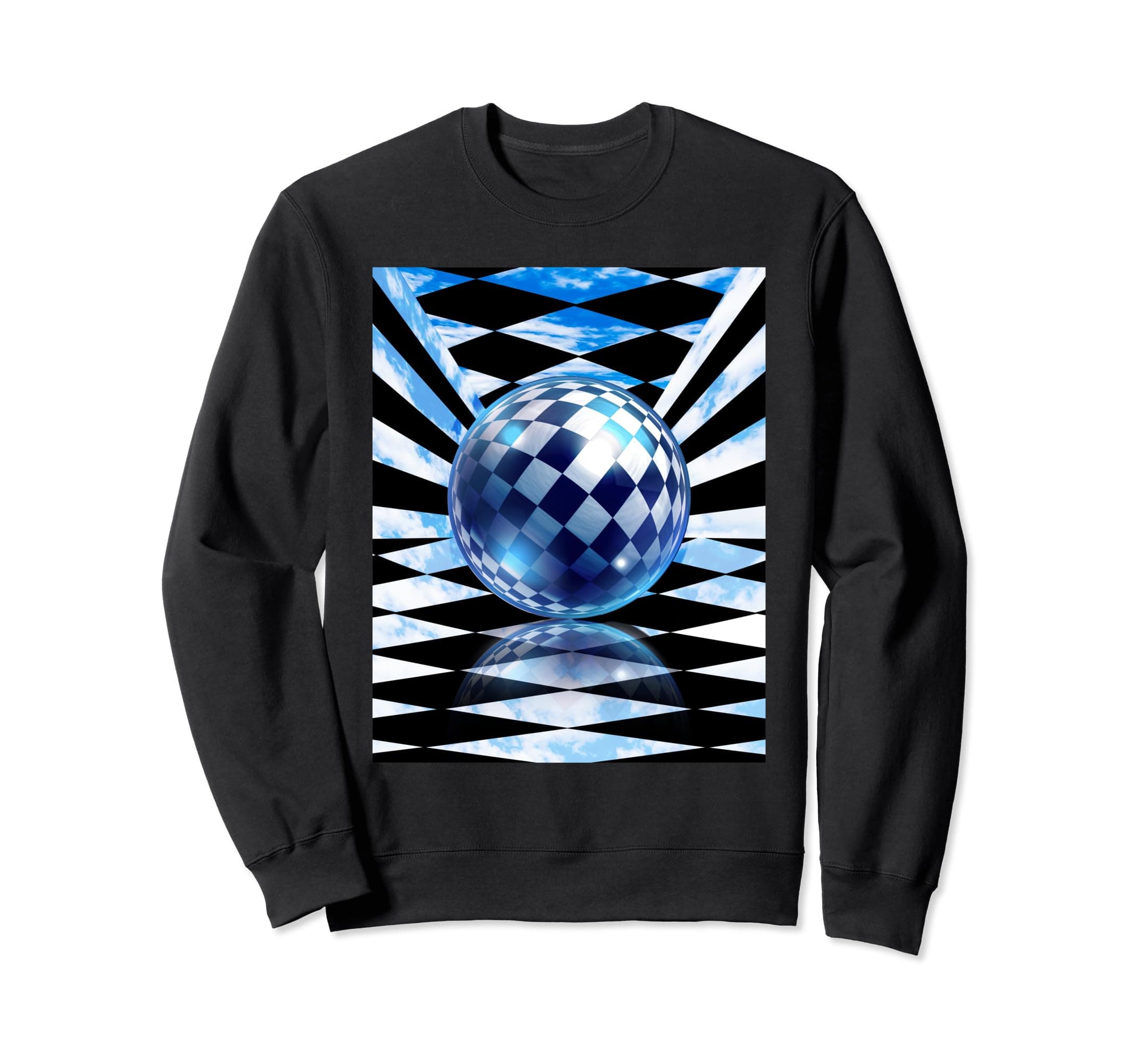 Frutiger Aero Aesthetic Tech Checkered Room Orb Sky Sweatshirt