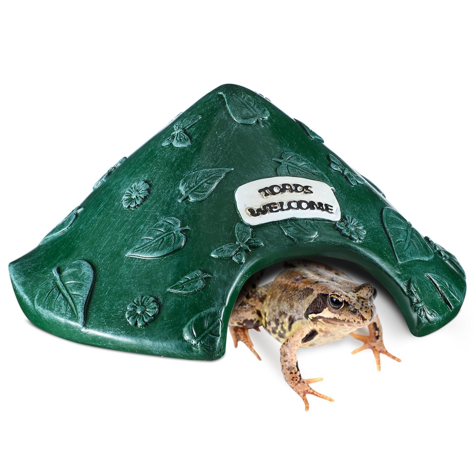 Toad House for Outside Garden, Frog House 8 x 8 x 3.9 Inch Reptile Hide Cave for Toad Frog Turtle Lizard Aquarium Fish(Green)