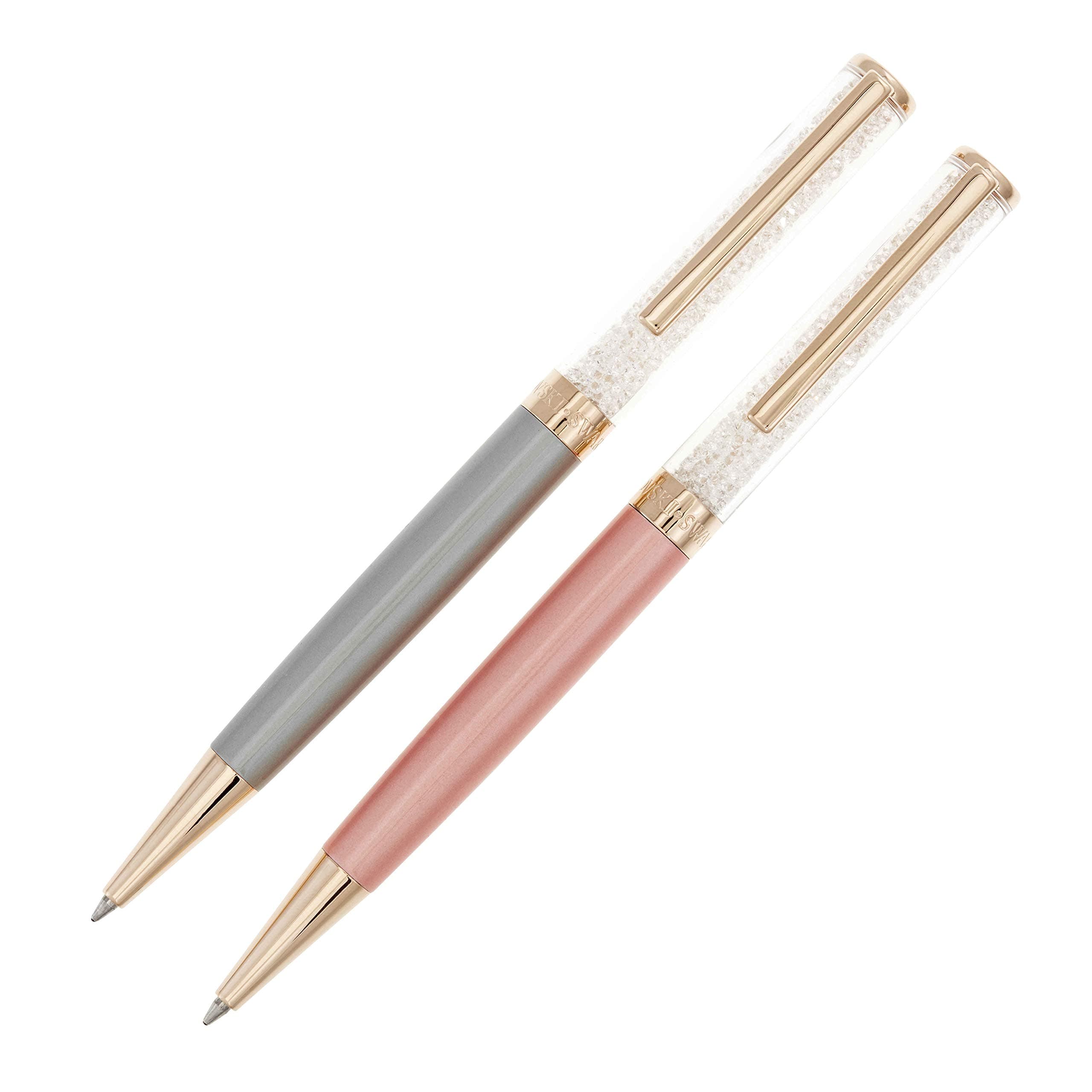 Swarovski Crystal Authentic Crystalline Pink Gray Ballpoint Pen Set