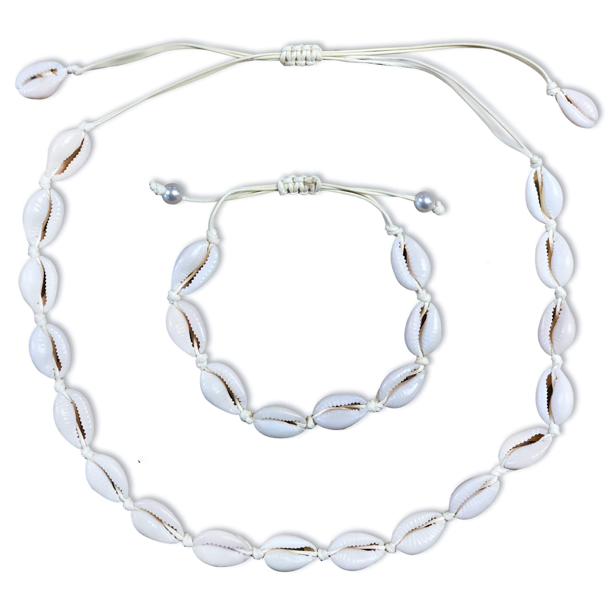 NATIVU Shell Necklace Vsco Stuff Natural Handmade Seashell Necklaces for Women Cowrie Puka Shell Choker Visco Girl Adjustable Necklace Choker Anklet Set for Women Girls and Teen