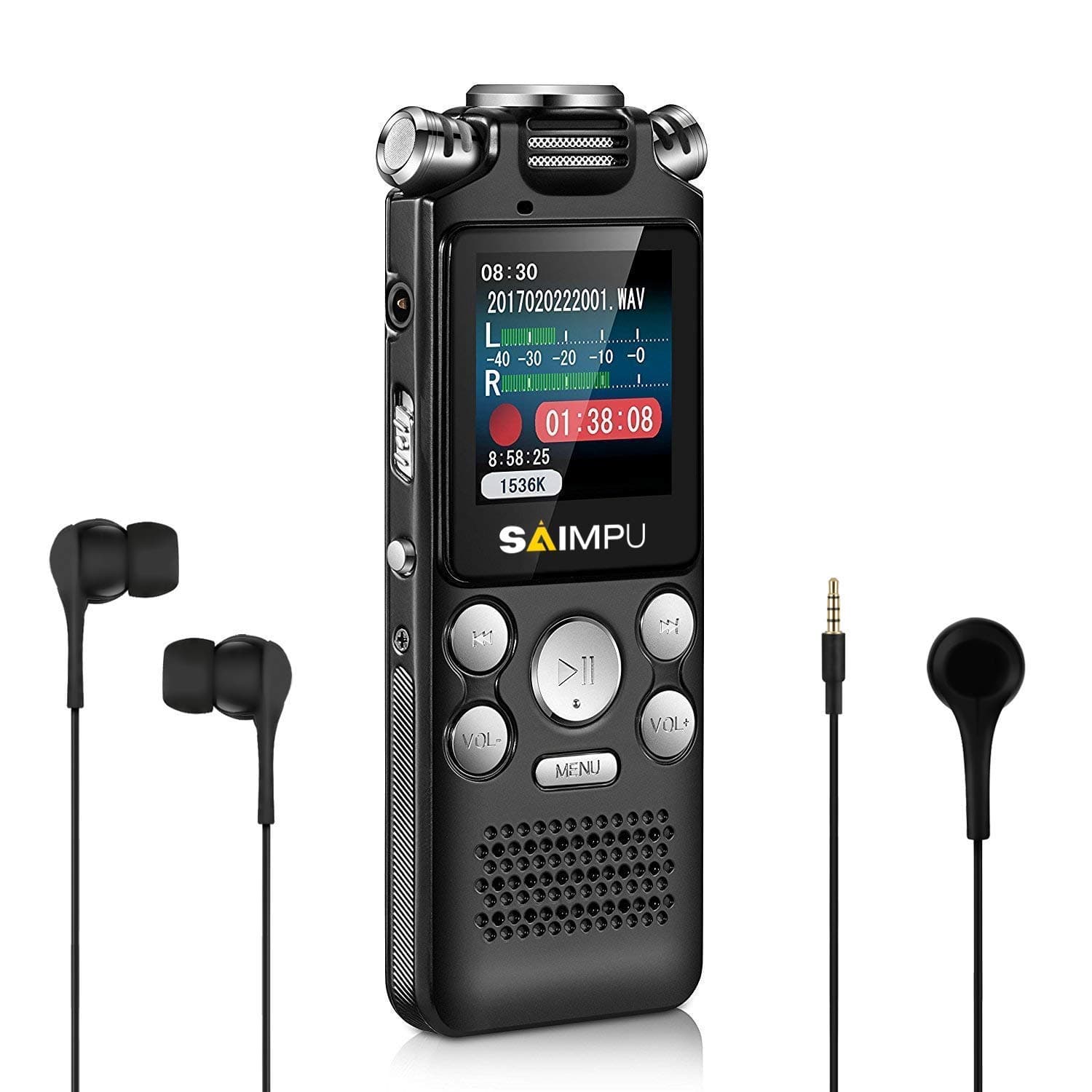 8GB Digital Voice Recorder with MP3 Player, Professional Noise Reduction, Rechargeable, USB, 85 Hours Recording, Mono Microphone