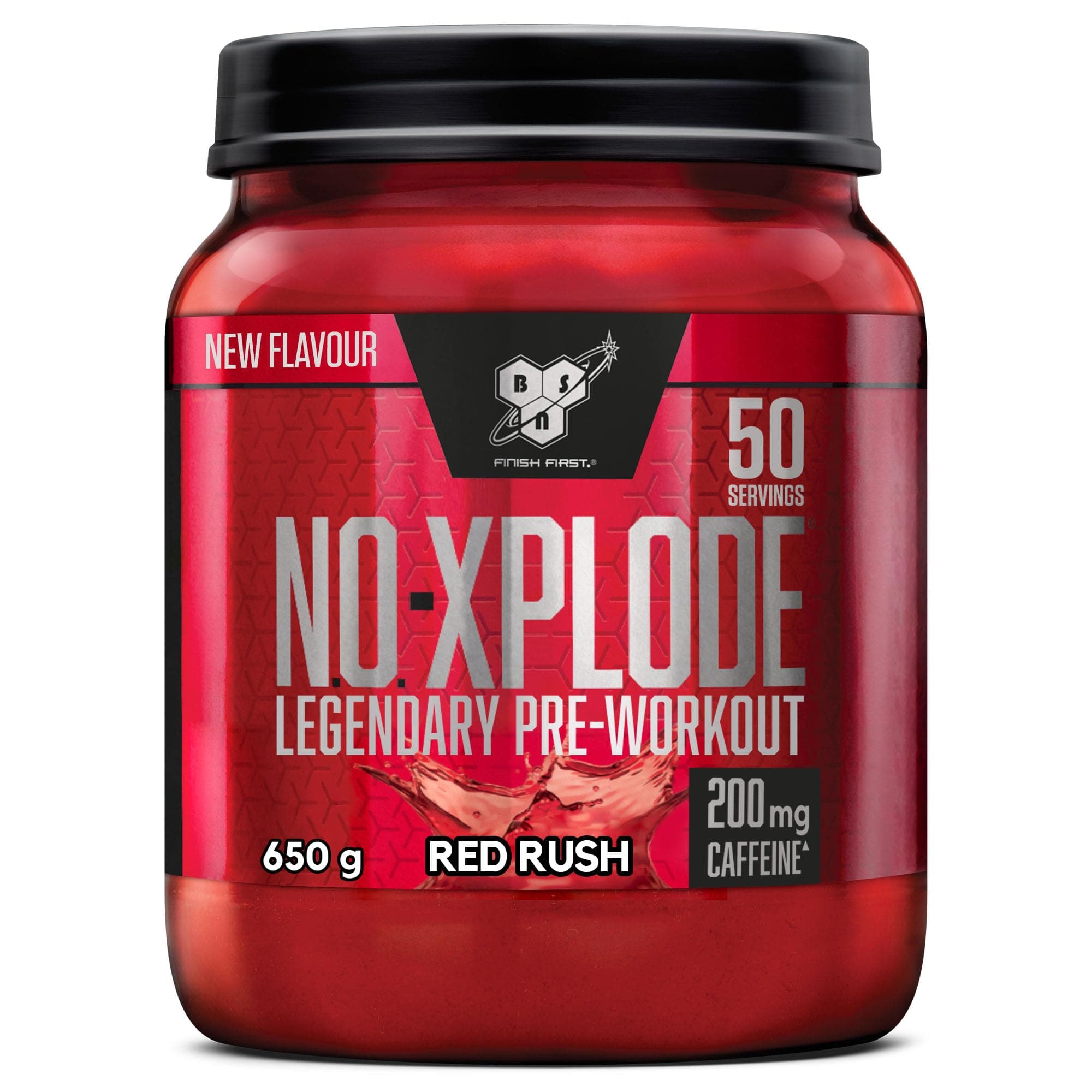 Nutrition N.O.-Xplode Pre Workout Powder Food Supplement, Energy and Focus Booster with Caffeine, Amino Acids, Vitamin C and Zinc, Red Rush Flavour, 50 Servings, 650 g