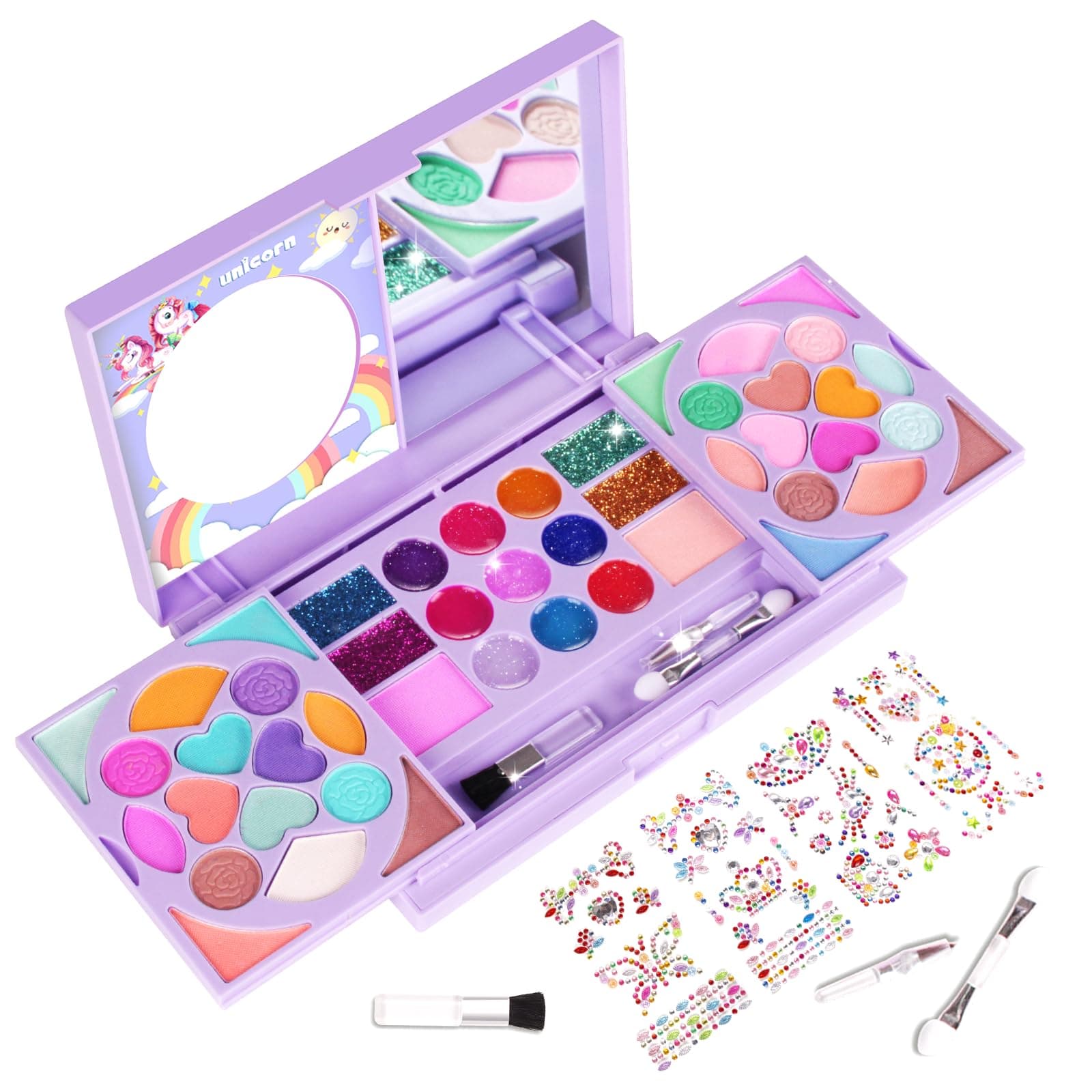 Kids Makeup Kit for Girls Real Washable Cosmetic 3+ Year Girl Birthday Gifts Pretend Play Toys for Girls 4-6, 6-8, 8-10 Non-Toxic