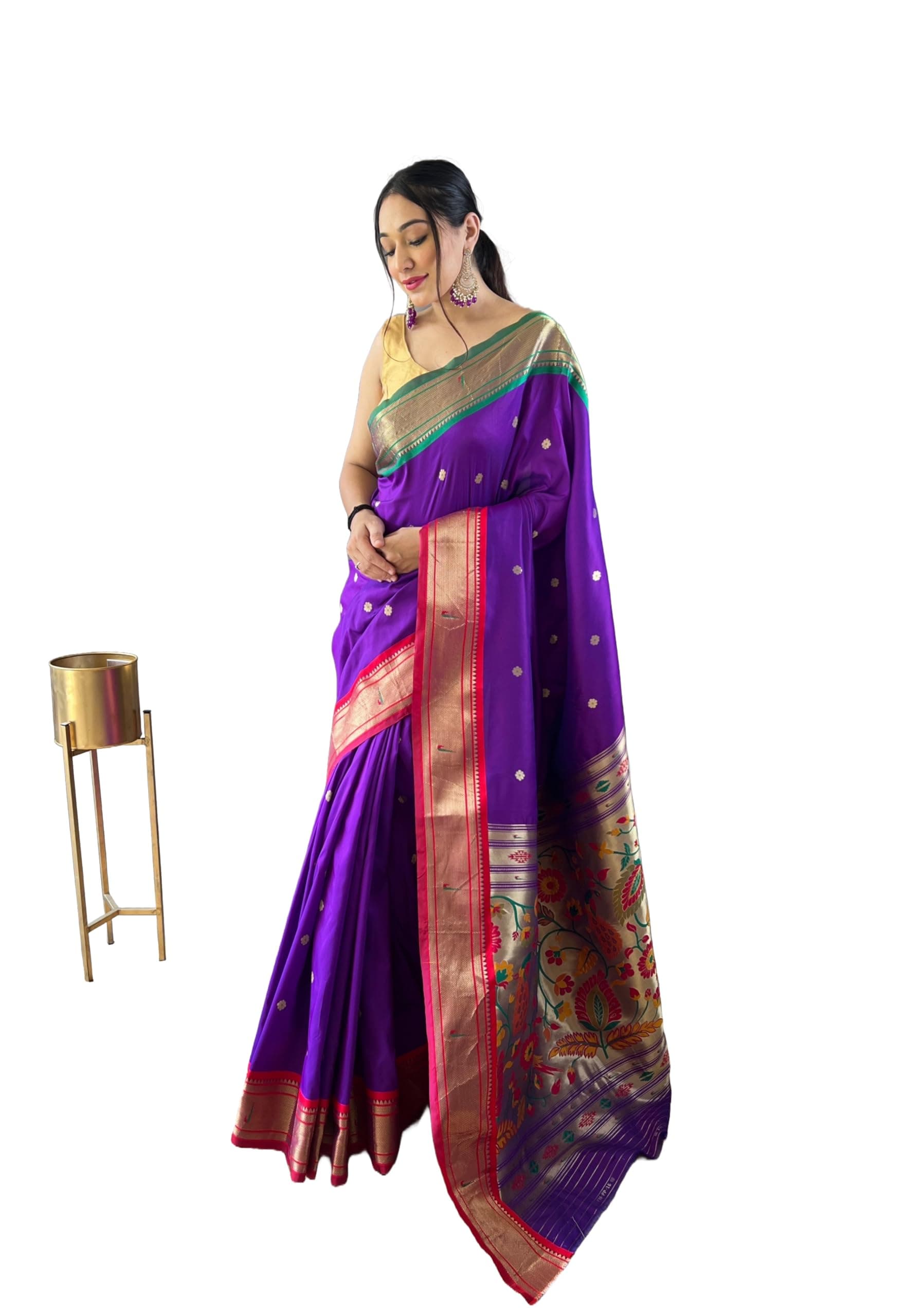 Paithani Woven silk Saree with Unstitched Blouse