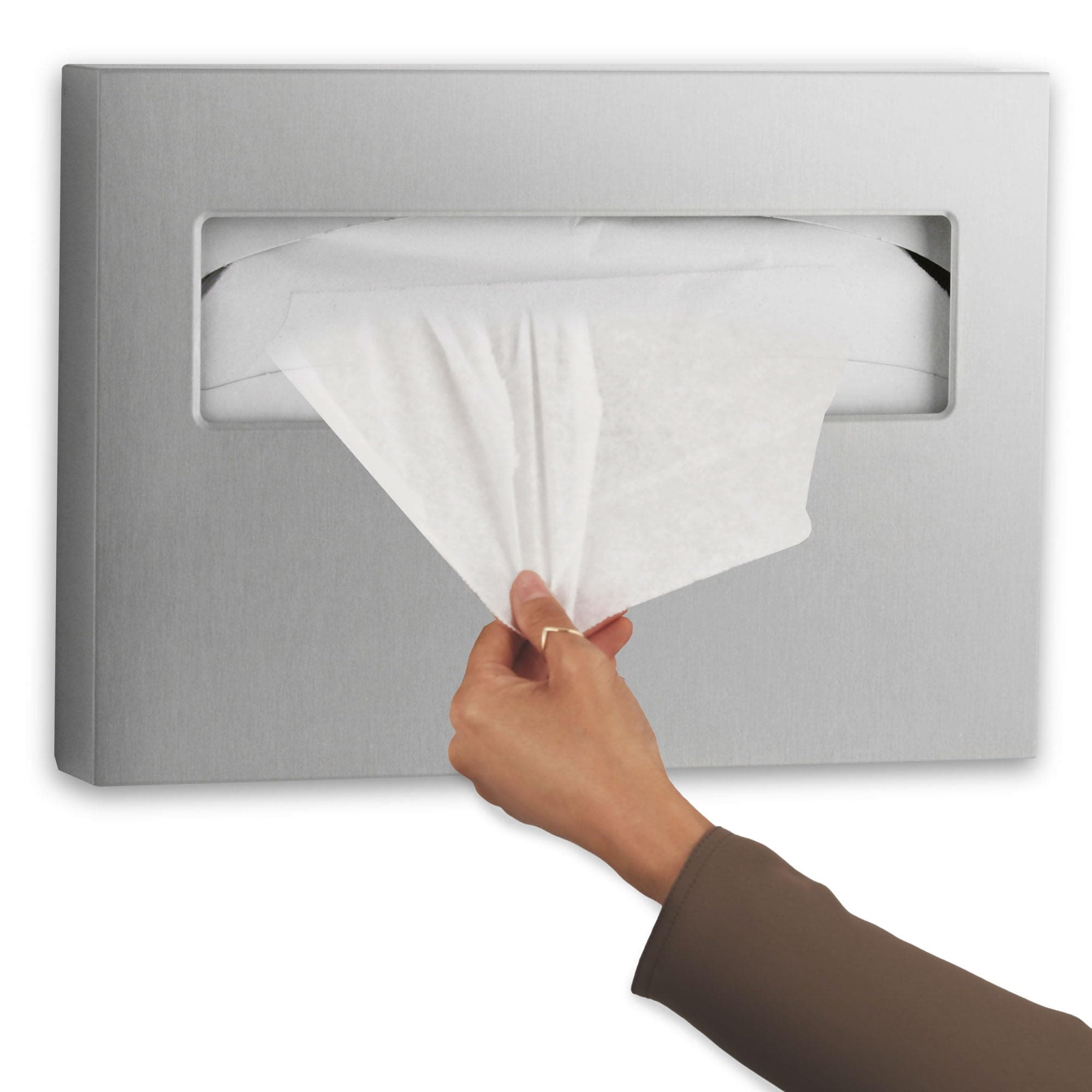 * Toilet Seat Cover Dispenser, 15-3/4 x 2 x 11, Satin Stainless Steel