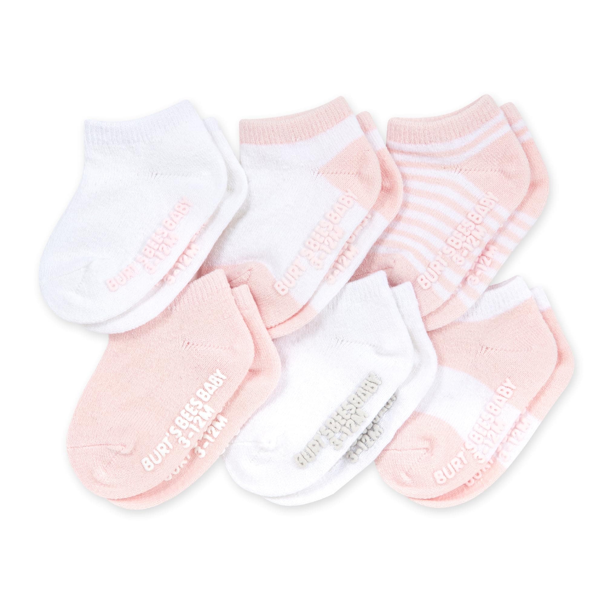 Burt's Bees BabyUnisex Baby Socks Ankle or Crew Height Made with Soft Organic Cotton, 6 Packs with Non-Slip Grips for Babies