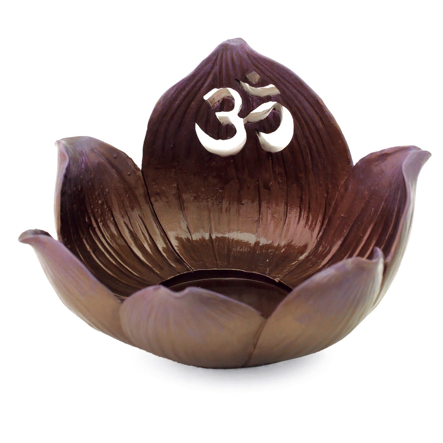 Emology Lotus Candle Holder Om Symbol Top Incense Burner and Votive T-light Candle Holder Pedestal