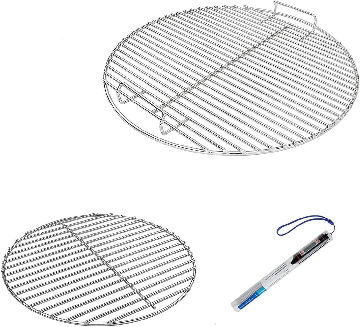 – 7432 & 7440 Cooking & Charcoal Grates for Weber 47 cm Charcoal Grills - Fits One-Touch, Bar-B-Kettle, Smokey Mountain Cooker, Jumbo Joe, Weber Kettle - With 1 Thermometer