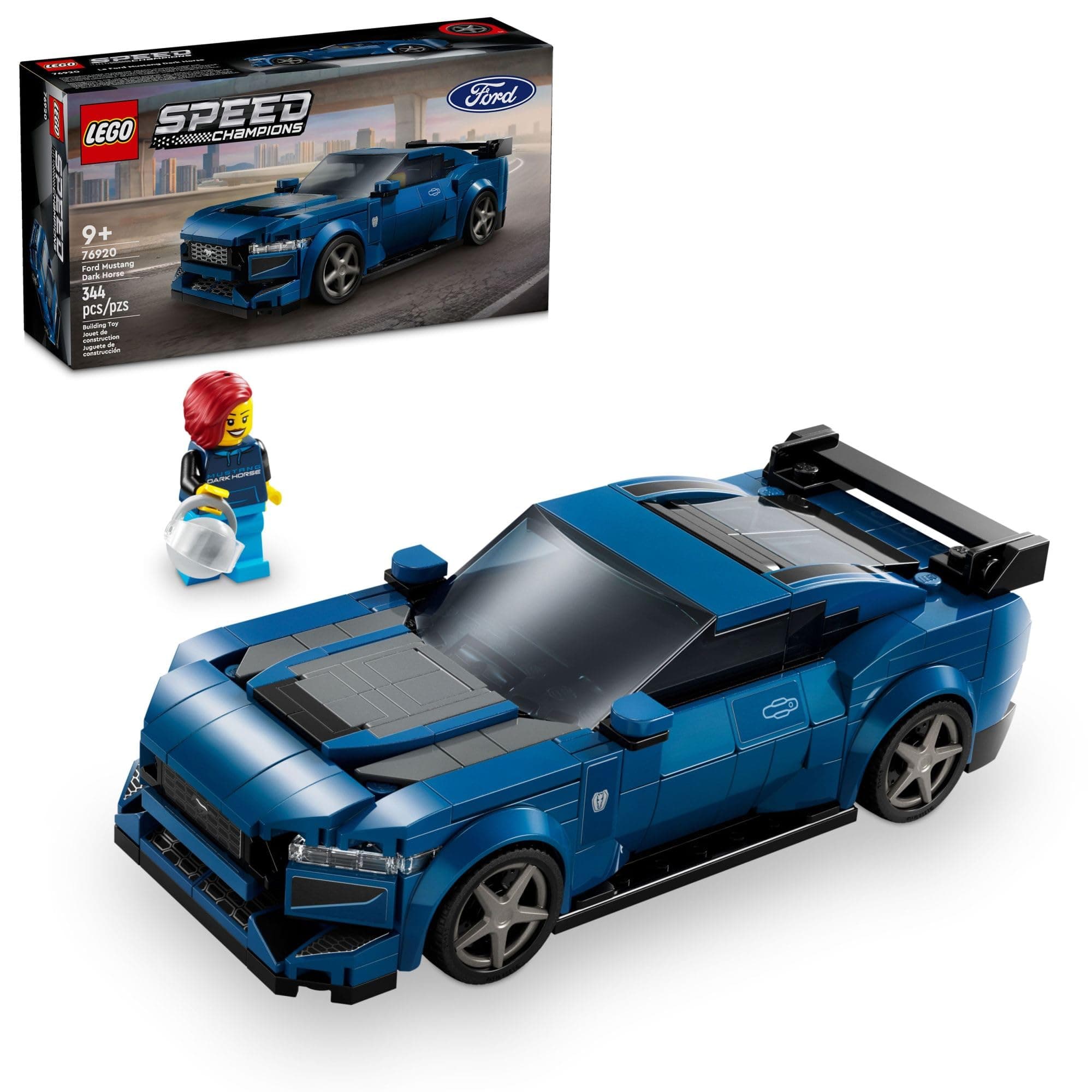 Speed Champions Ford Mustang Dark Horse Sports Car Toy, Buildable Ford Mustang Toy for Kids, Blue Car Model Set, Gift Idea for Boys and Girls Aged 9 Years Old and Up, 76920
