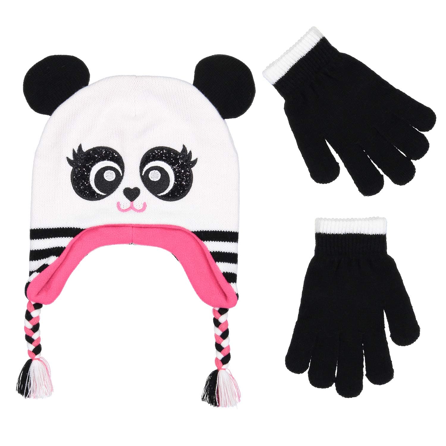 PEAK 2 PEAKGirls Knitted Animal Beanie Winter Hat and Glove Set [4015] (Panda)