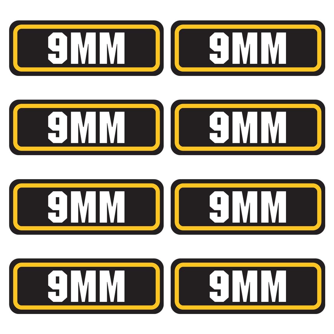 9mm Ammo Box Sticker, (3"x1.06",8 Pack) Vinyl Decals for Ammo Cans Metal, Storage Box, Gun Cases, Bullet Box & Ammo Pouch Labels for Organizing