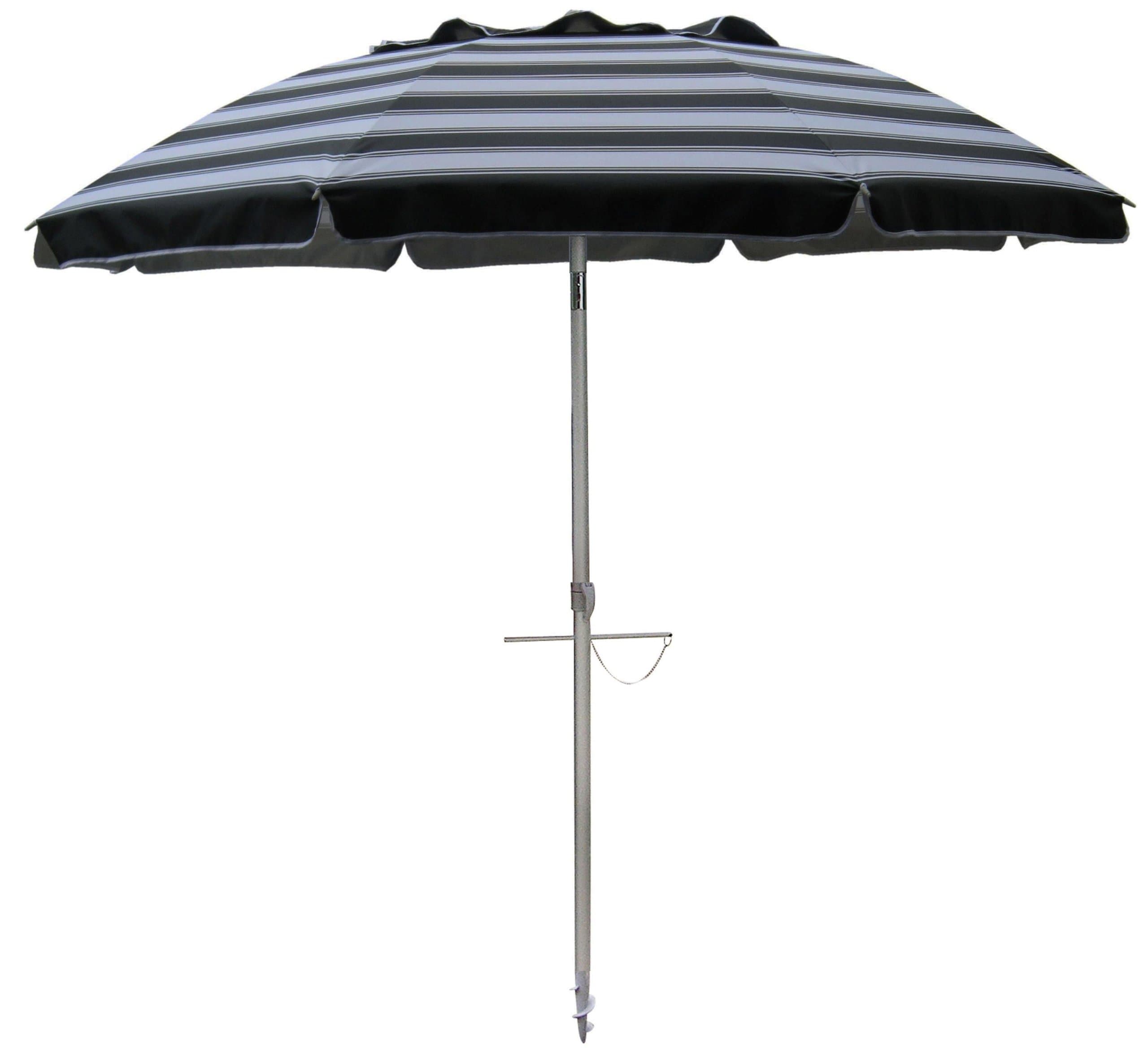 7 Foot Self Anchoring Beach Umbrellas W/tilt - Black and White Stripe