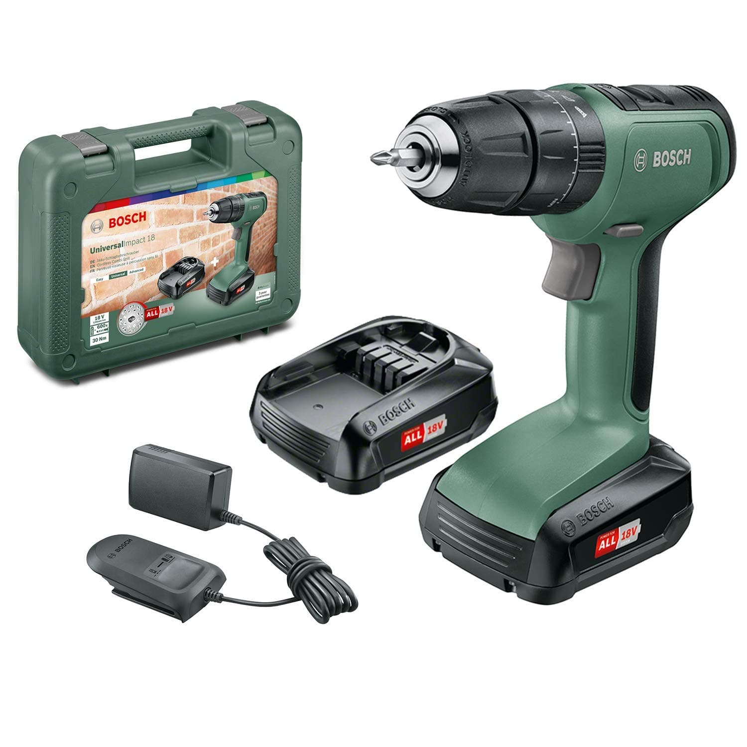 Bosch Diy Tools 06039C8171 Universalimpact 18 Cordless Combi Drill With Two 18 V Lithium-Ion Batteries