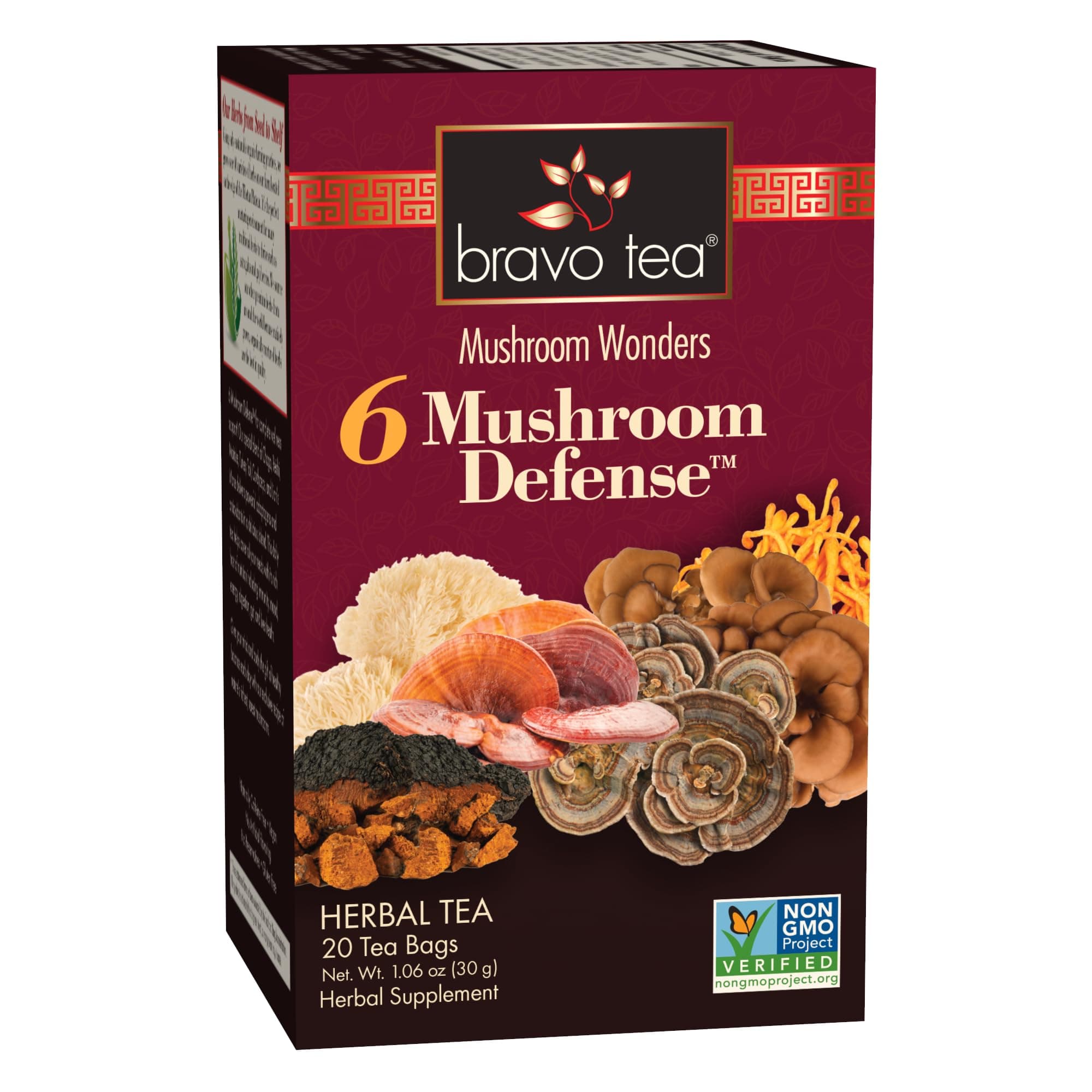 6 Mushroom Defense Herbal Tea, Caffeine Free 20 Tea Bags, 1 Count
