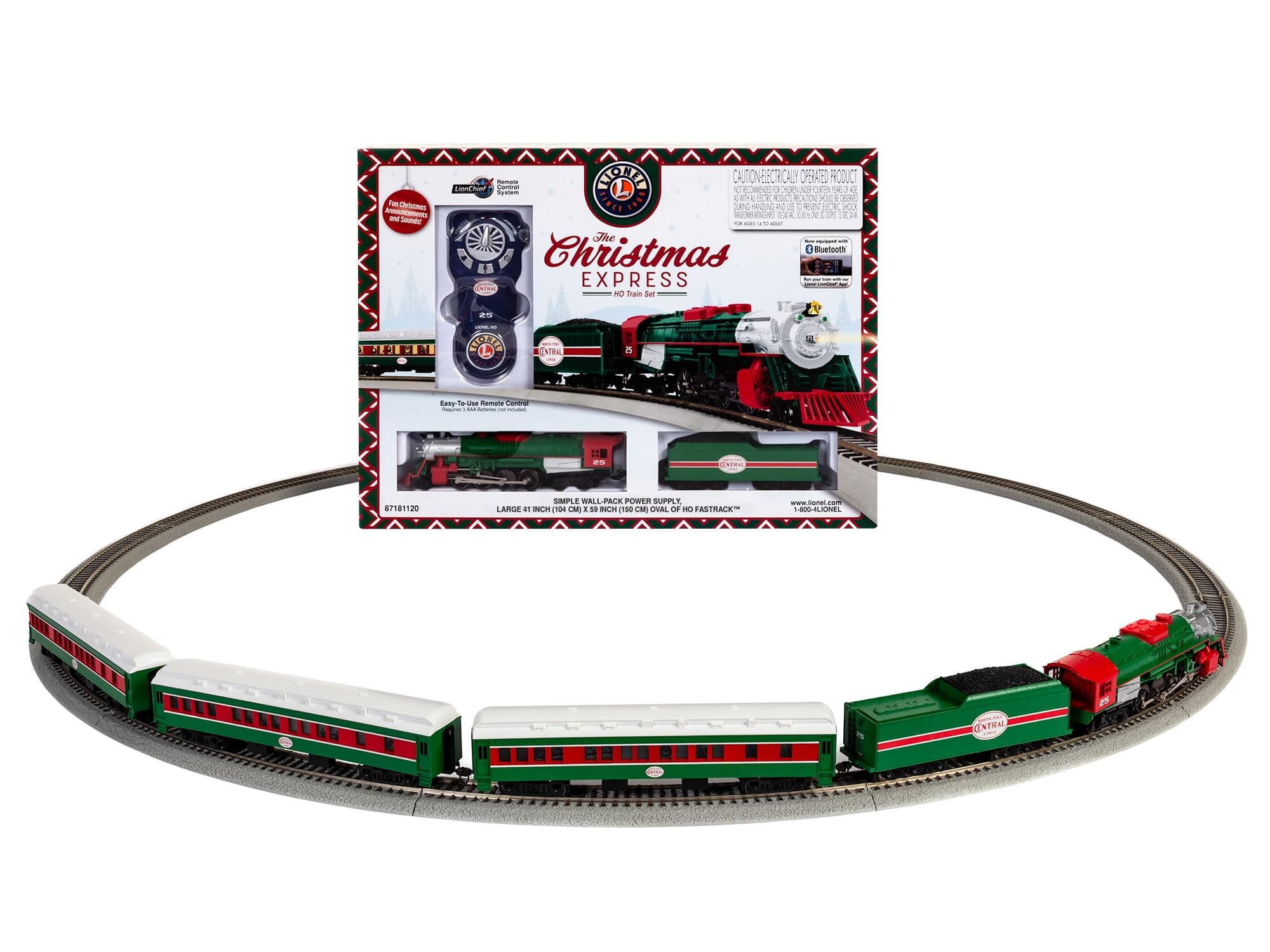 Lionel The Christmas Express Electric HO Gauge, Model Train Set with Remote and Bluetooth Capability