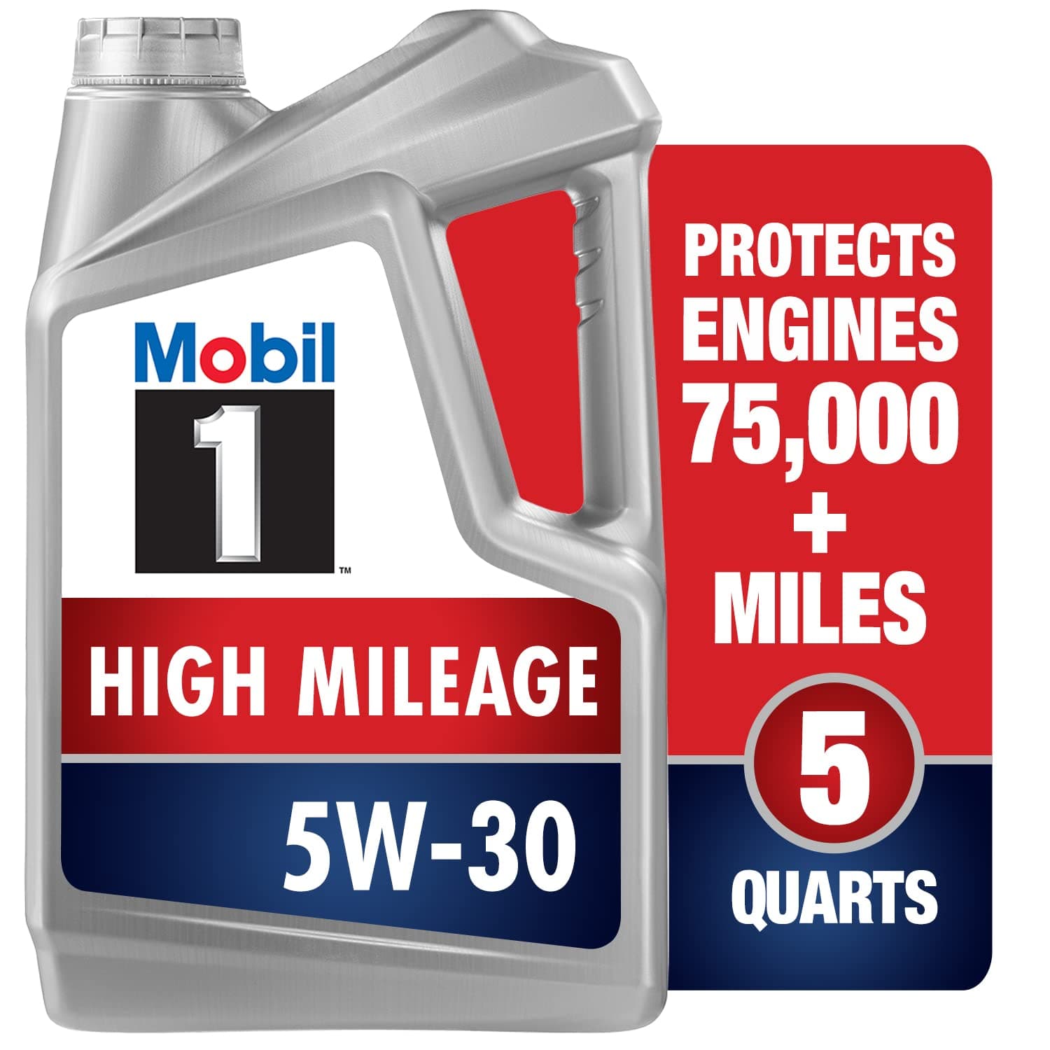 Mobil 1 120769 High Mileage 5W-30 Motor Oil (5 Quart)