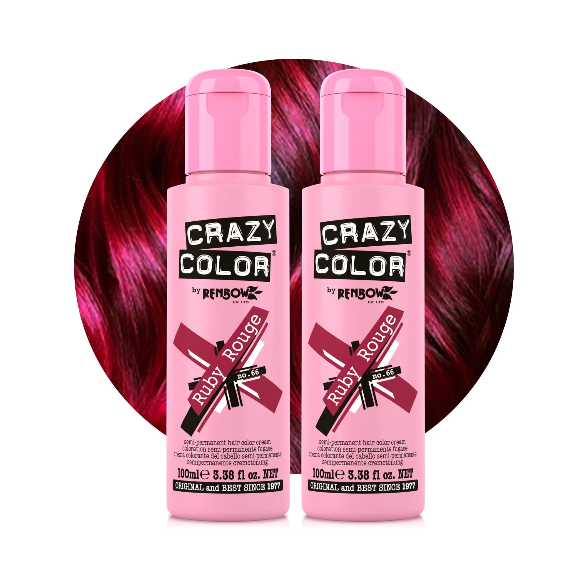 Vibrant Ruby Rouge Semi-Permanent Duo Hair Dye. Highly Pigmented Wine Red/Plum Conditioning & Oil Nourishing Vegan Formula | No Bleach or Ammonia | 200ml