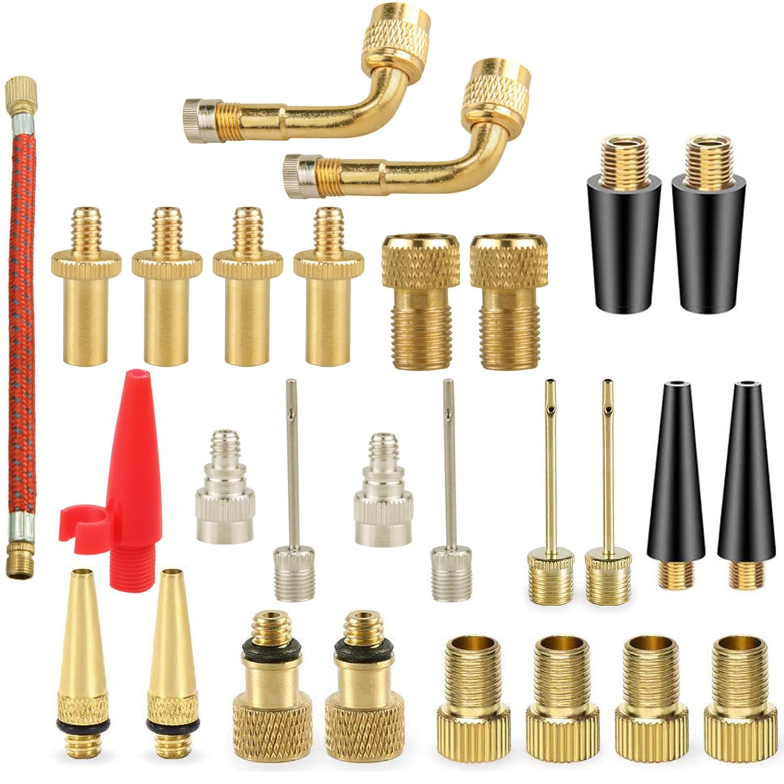 Coocicyi 28PCS Valve Adaptor Air Compressor - Valve Pump Adaptor | Air Pump Needles Balls Inflatables - Presta Valve Pump Adaptor Bike Tire | Air Pump Nozzles Adaptor Basketball Soccer