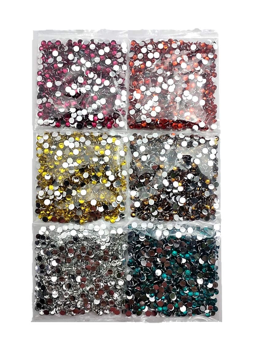 SEWN Round Shaped Kundan Stones Used For Jewellery Making,Embroidery And Craft Works,Total Weight 30Gram, Multicolor