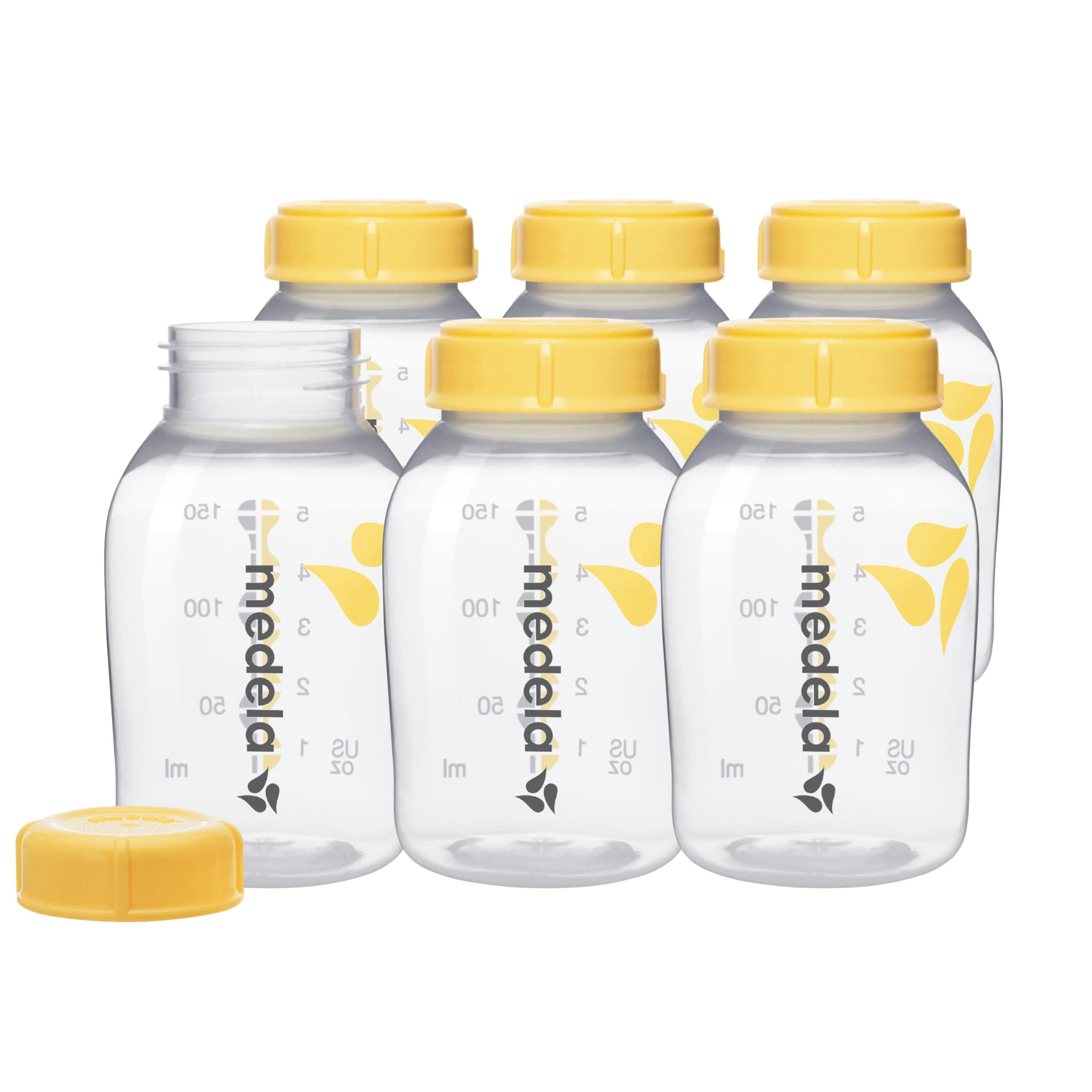 Breast Milk Collection and Storage Bottles, 6 Pack, 5 Ounce Breastmilk Container, Compatible with Medela Breast Pumps and Made Without BPA