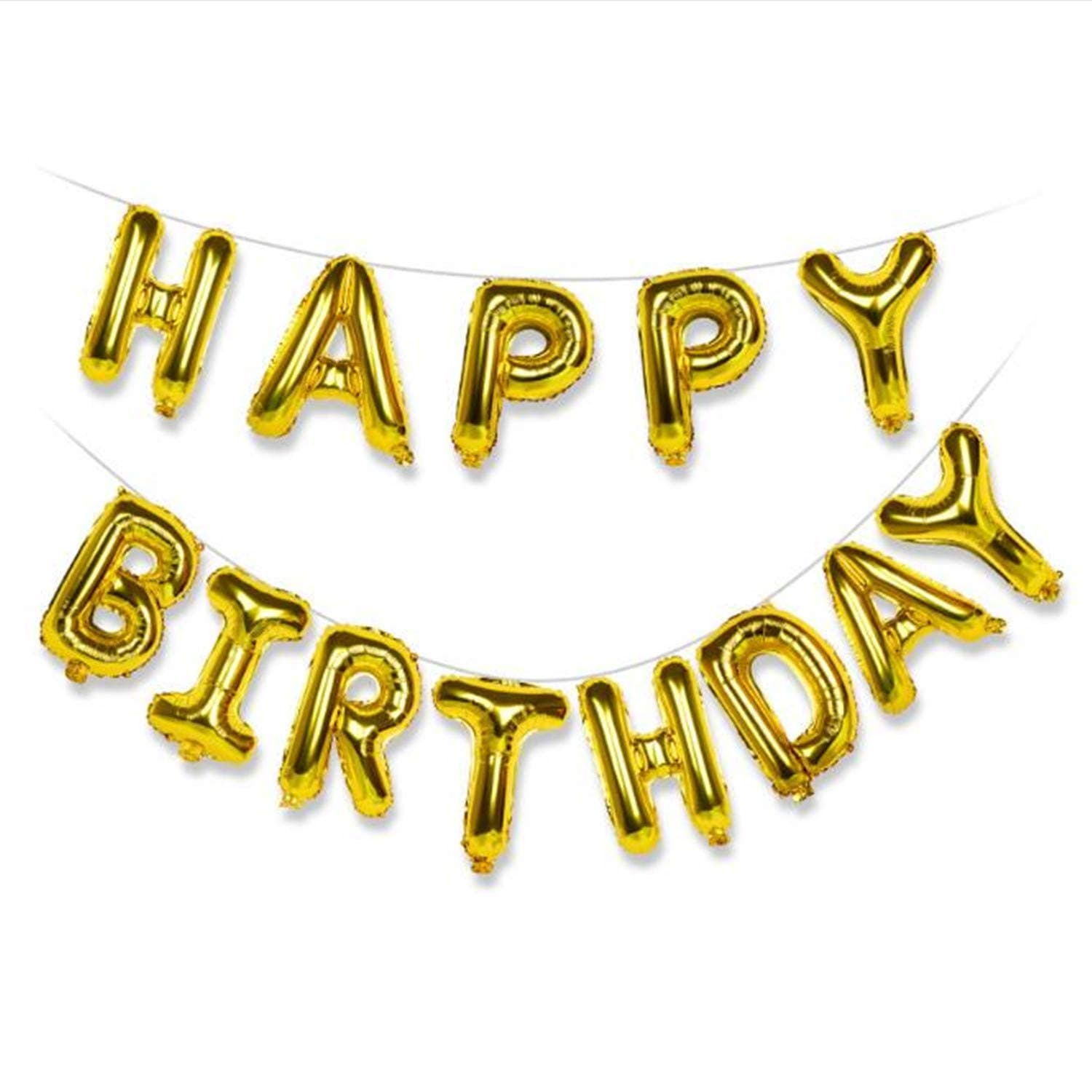Happy Birthday Balloons Golden,16 inches Aluminum Foil Banner Gold Color Letter Balloons for Birthday Party Decoration