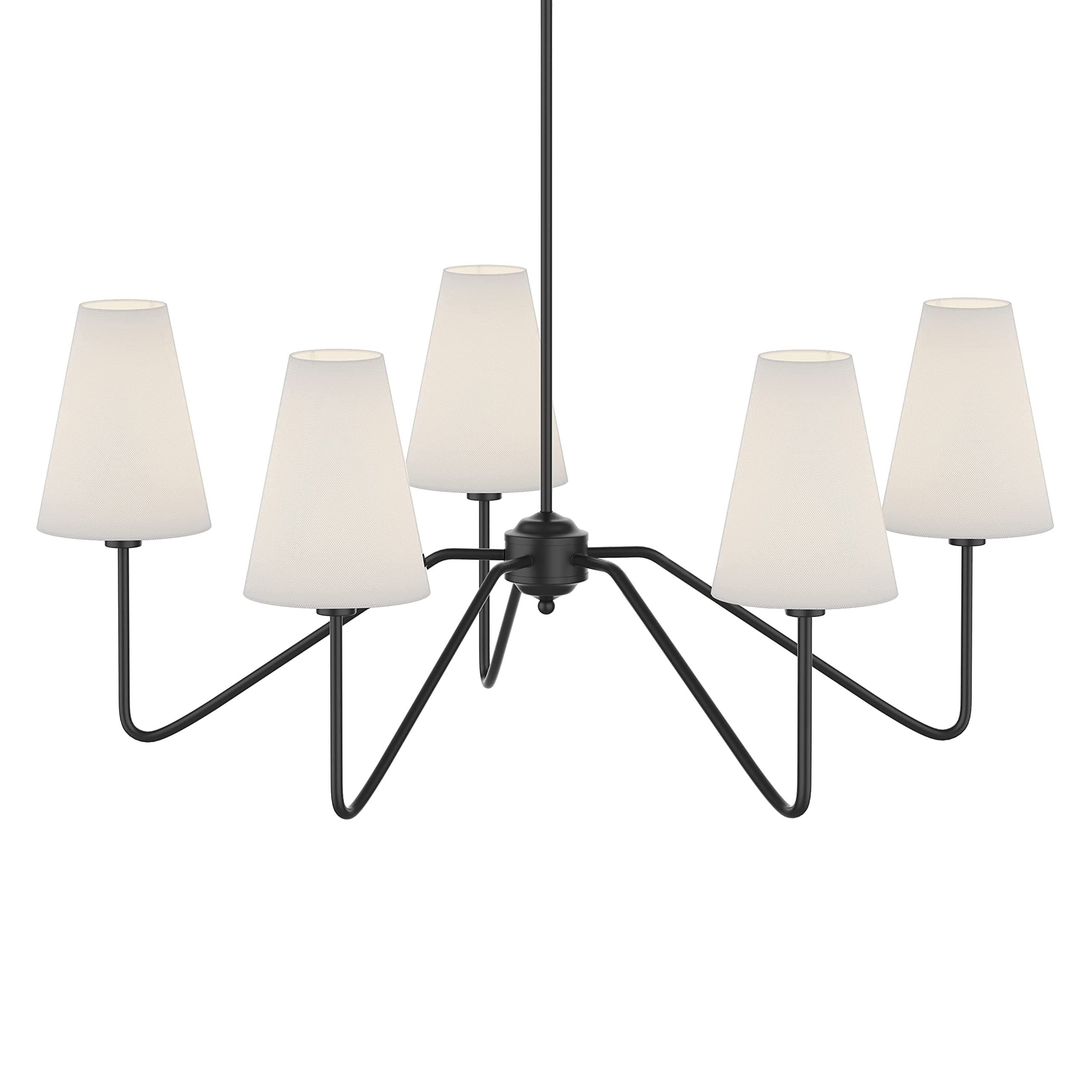 Electro bp;30" Dia 5-Arm Classic Chandeliers Matt Black with White Linen Shades,Light Fixture for Dining Room,Living Room,Bedroom,E12,200W