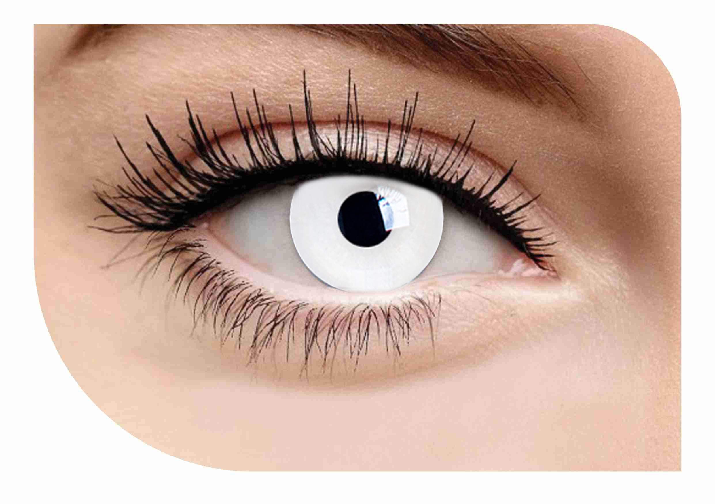 Krush White Out Crazy Men Women Coloured Glamour Eyes Contact Lenses with Lens Case
