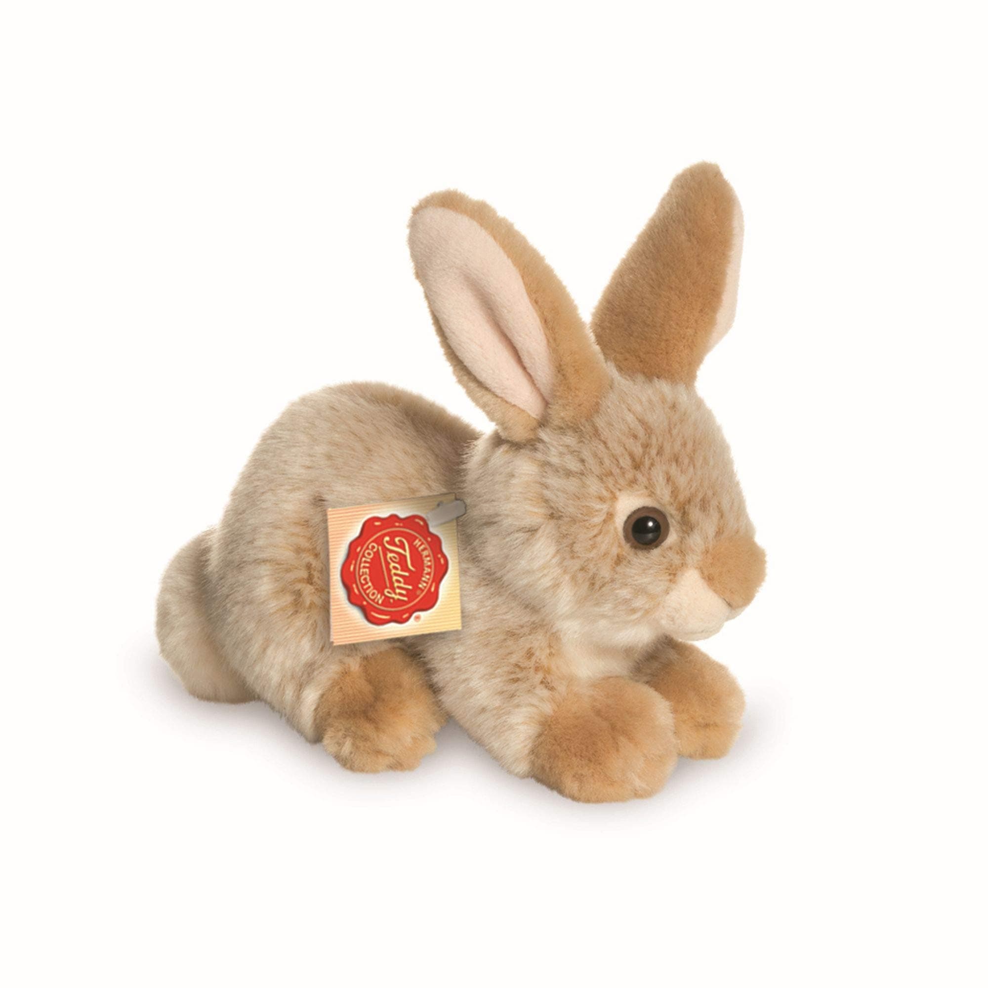 Teddy Hermann 93702 Bunny sitting beige 18 cm, cuddly toy with 75% recycled filling material