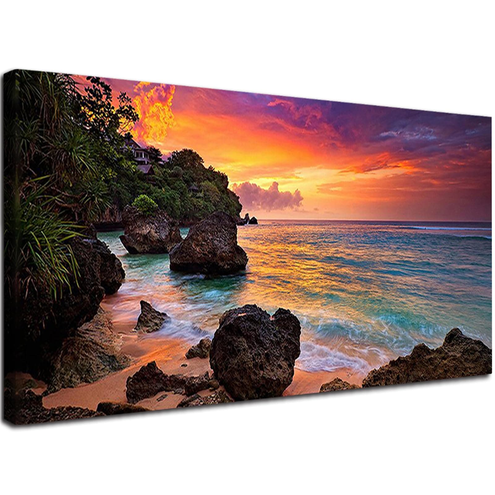 JATOK Large Diamond Painting Kits for Adults (35.5x15.7in), Seaside Sunrise Full Round Drill Diamond Arts, Paint by Diamonds Kits Craft Canvas Perfect for Home Wall Decoration and Relaxation