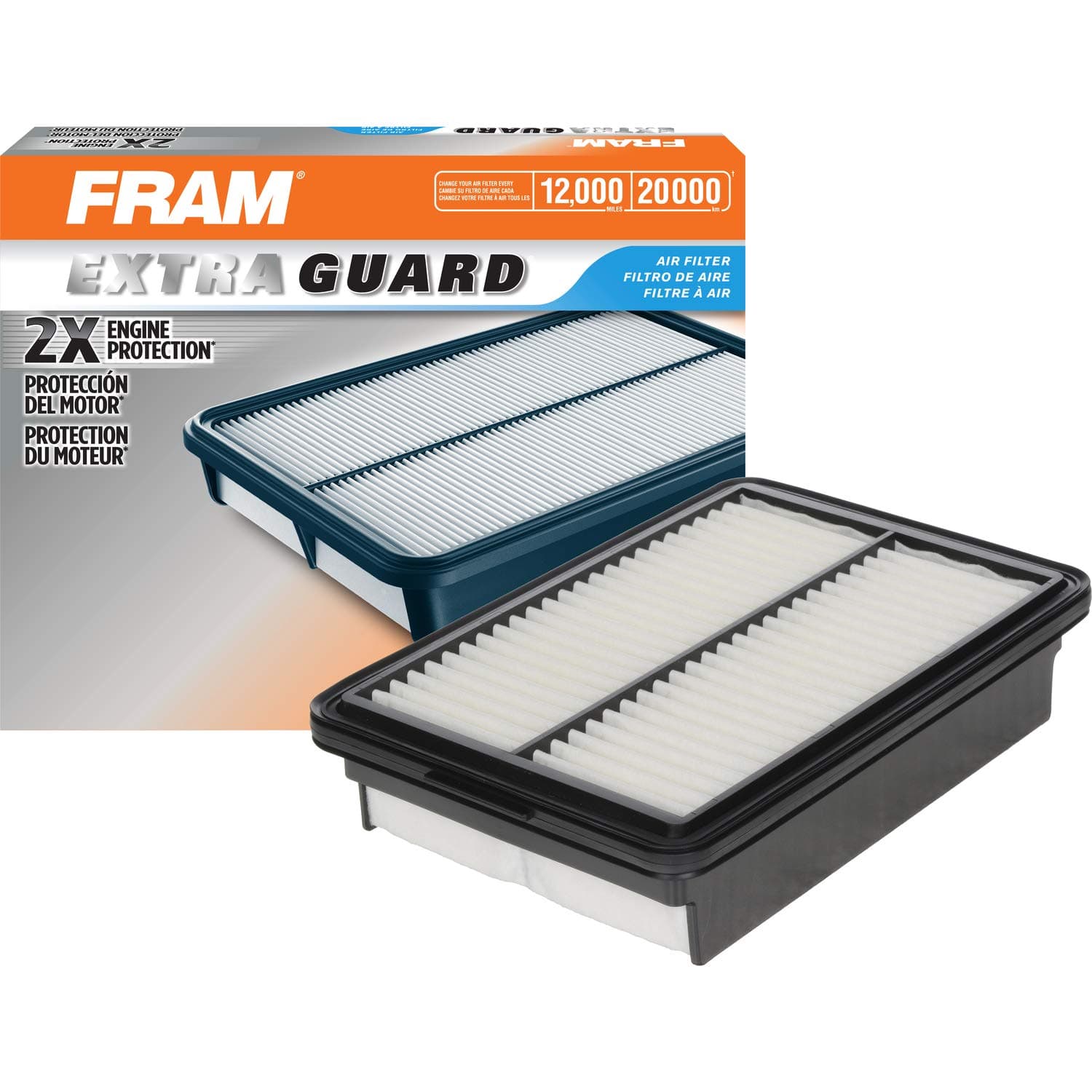 Extra Guard Rectangular Panel Engine Air Filter Replacement, Easy Install w/Advanced Engine Protection and Optimal Performance, CA12057