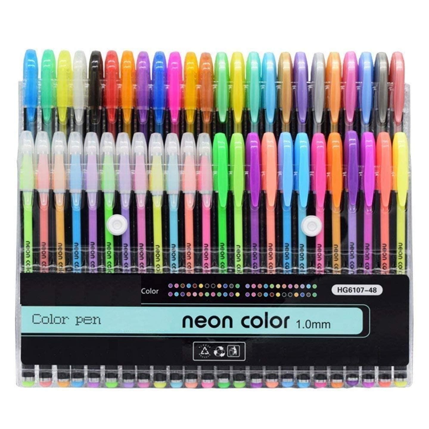 Venja 48 pcs Neon Color Pen 48 Pc Gel Pens Set Color Gel Pens,Glitter, Metallic, Neon Pens Set Good Gift For Coloring Kids Sketching Painting Drawing