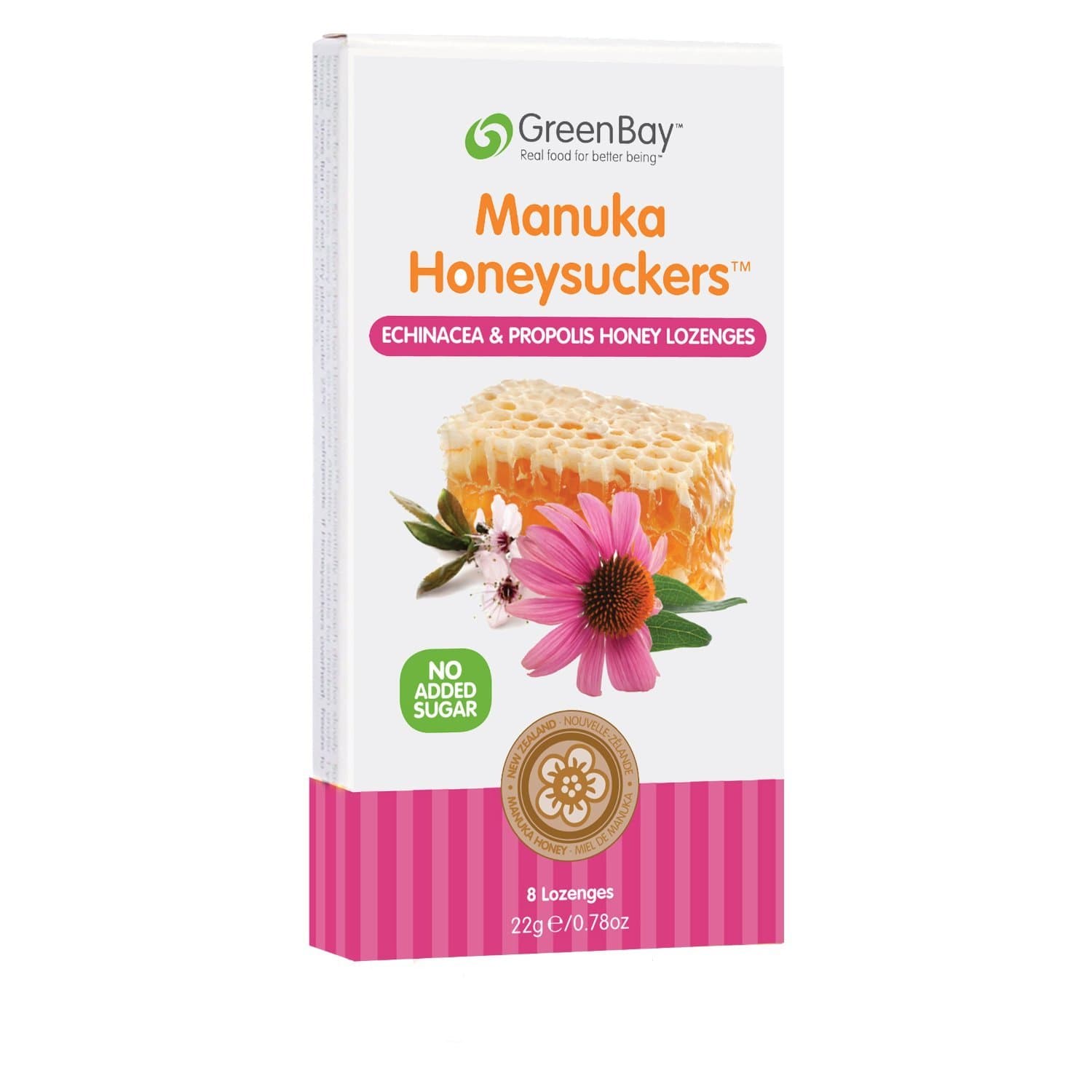 Green Bay Honeysuckers Echinacea & Propolis 12+ Manuka Honey 8 per Pack