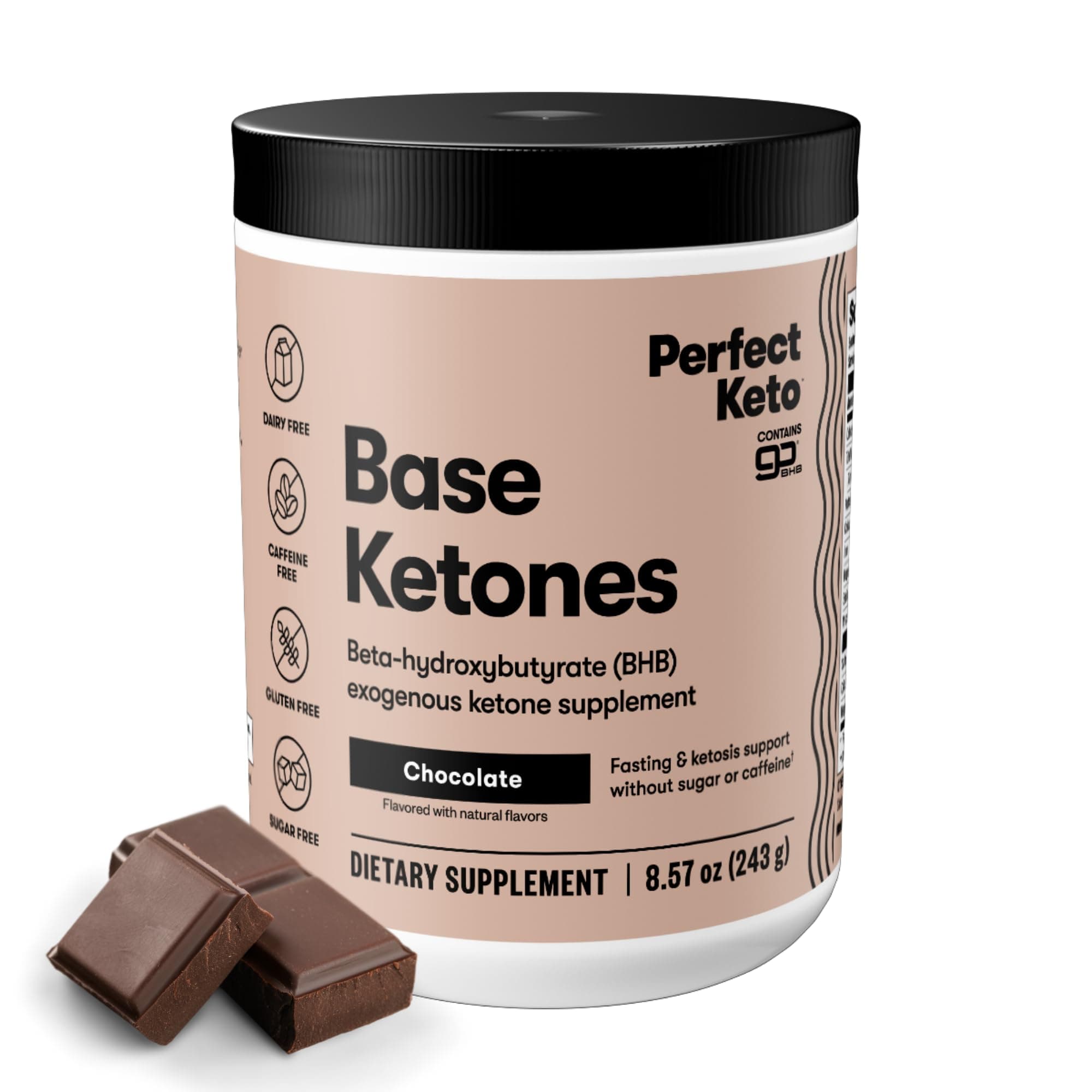 Perfect Keto Chocolate Exogenous Ketones- Base BHB Salts Supplement- Ketones for Ketogenic Diet Best to Burn Fat to Support Energy, Focus and Ketosis Beta-Hydroxybutyrate BHB Salt Powder