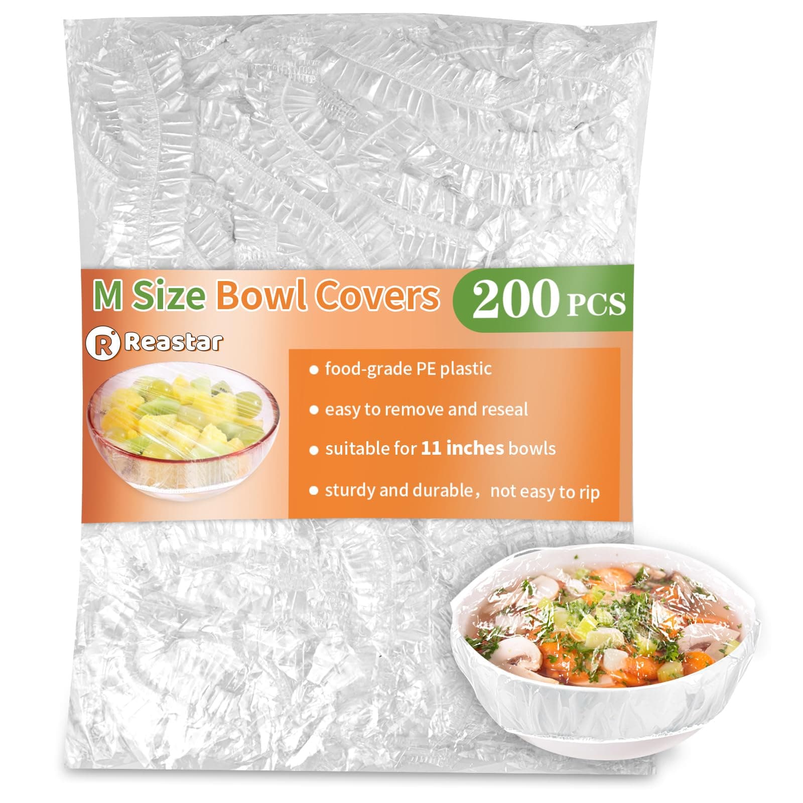 Plastic Bowl Covers, 200 PCS Food Covers, Bowl Covers for Bread Proofing, Plastic Covers for Bowls With Elastic, Reusable Fresh Keeping Bags